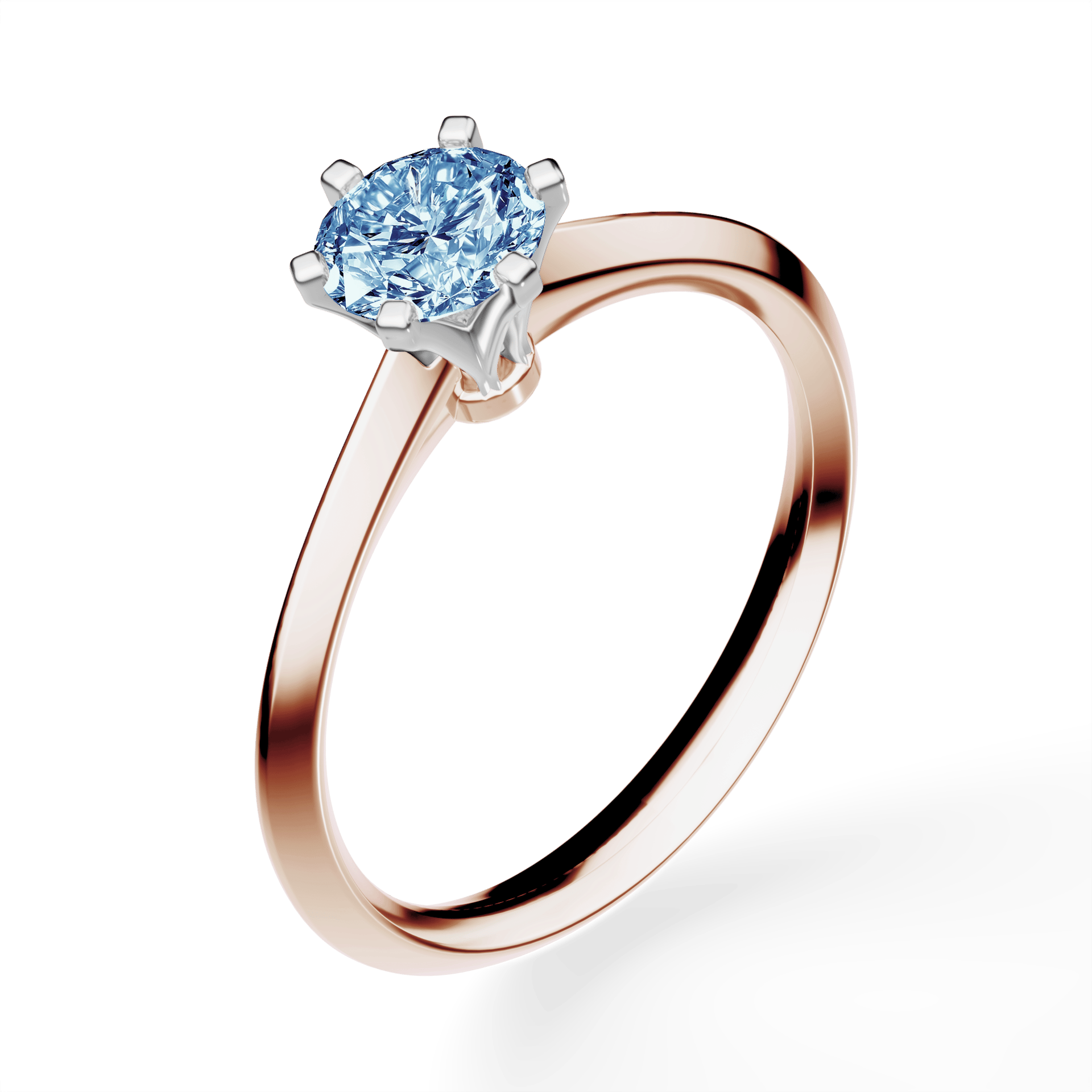 Pierścionek zaręczynowy My Queen z różowego złota z niebieskim diamentem laboratoryjnym 0,50ct