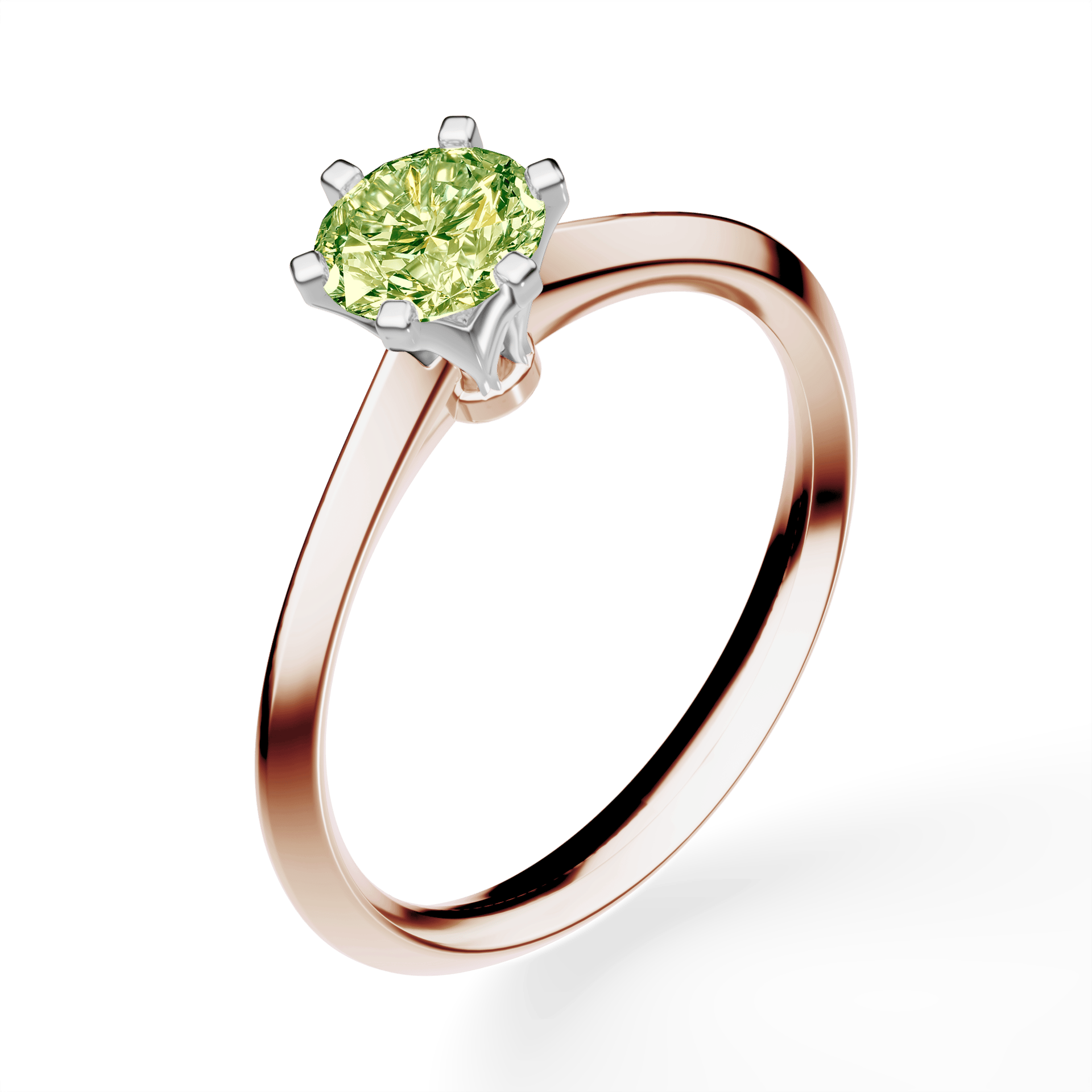 Pierścionek zaręczynowy My Queen z różowego złota z jasnym zielonym diamentem laboratoryjnym 0,50ct
