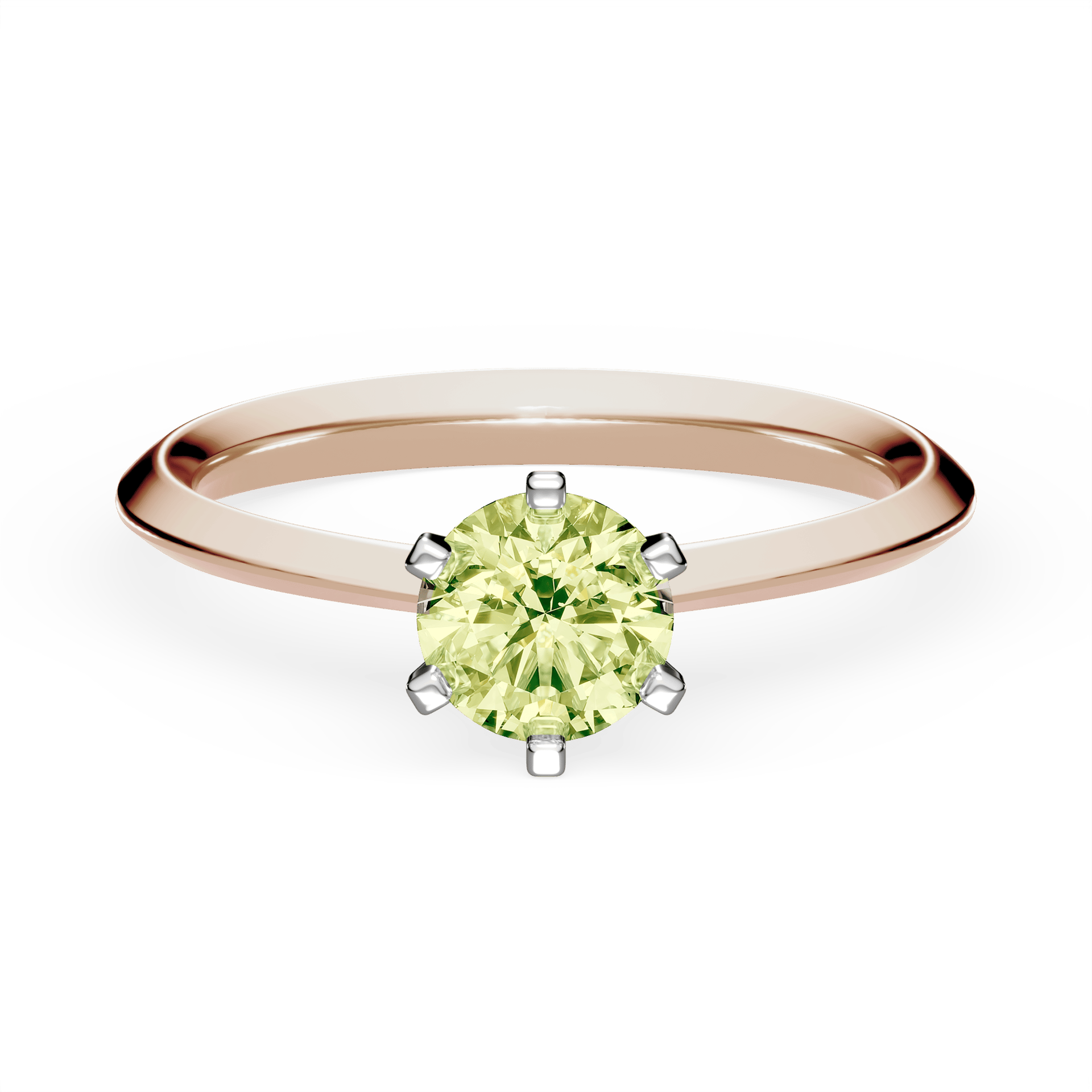 Pierścionek zaręczynowy My Queen z różowego złota z jasnym zielonym diamentem laboratoryjnym 0,50ct