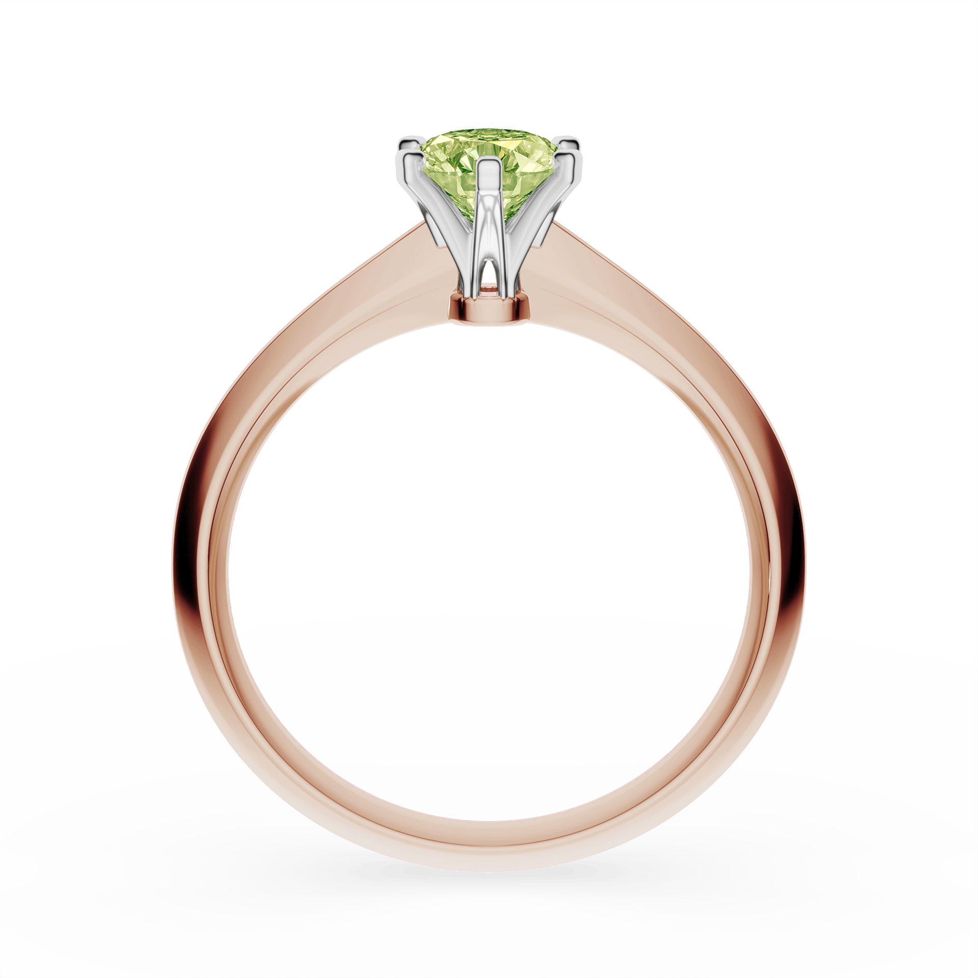 Pierścionek zaręczynowy My Queen z różowego złota z jasnym zielonym diamentem laboratoryjnym 0,50ct