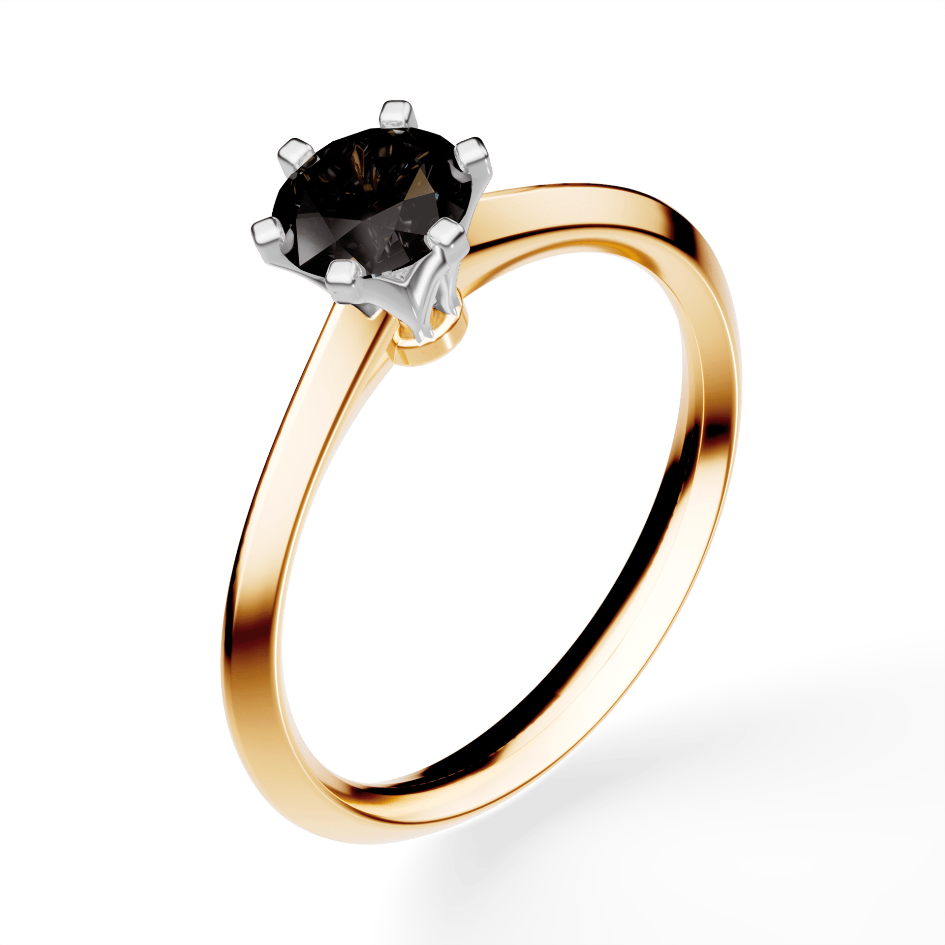 Pierścionek zaręczynowy My Queen z żółtego złota z czarnym diamentem laboratoryjnym 0,50ct