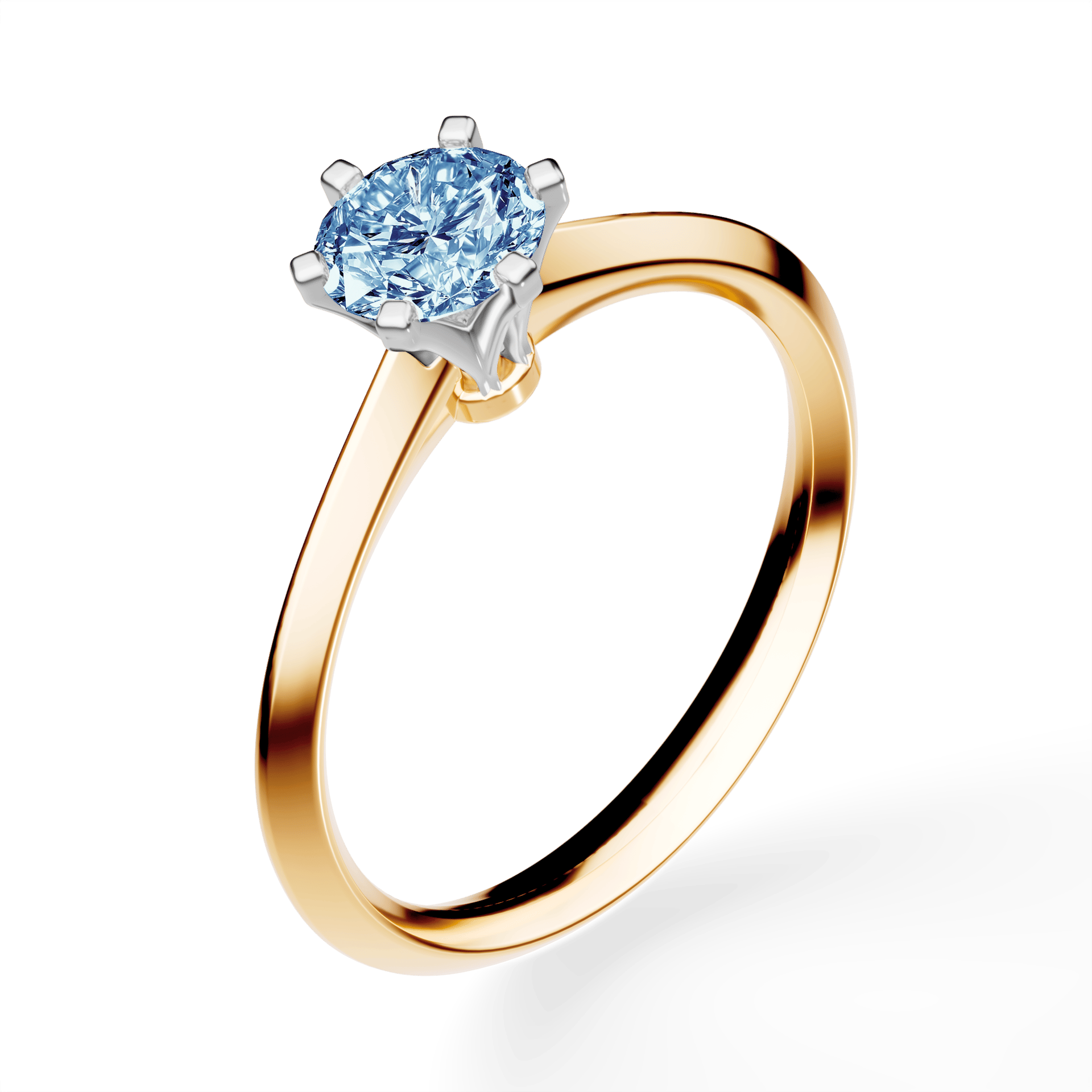 Pierścionek zaręczynowy My Queen z żółtego złota z niebieskim diamentem laboratoryjnym 0,50ct