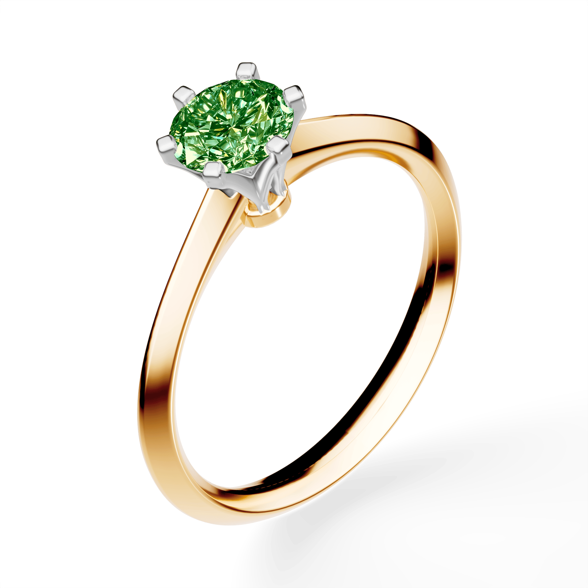 Pierścionek zaręczynowy My Queen z żółtego złota z ciemnym zielonym diamentem laboratoryjnym 0,50ct