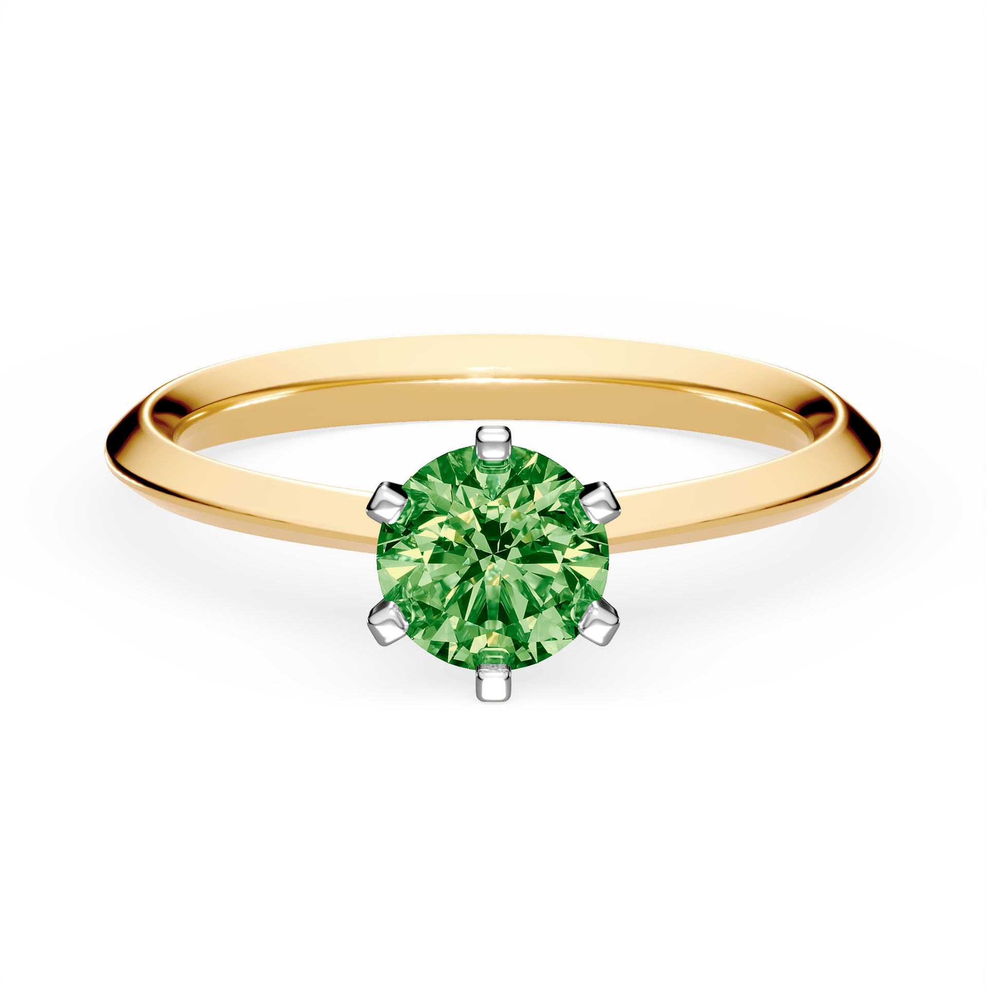 Pierścionek zaręczynowy My Queen z żółtego złota z ciemnym zielonym diamentem laboratoryjnym 0,50ct
