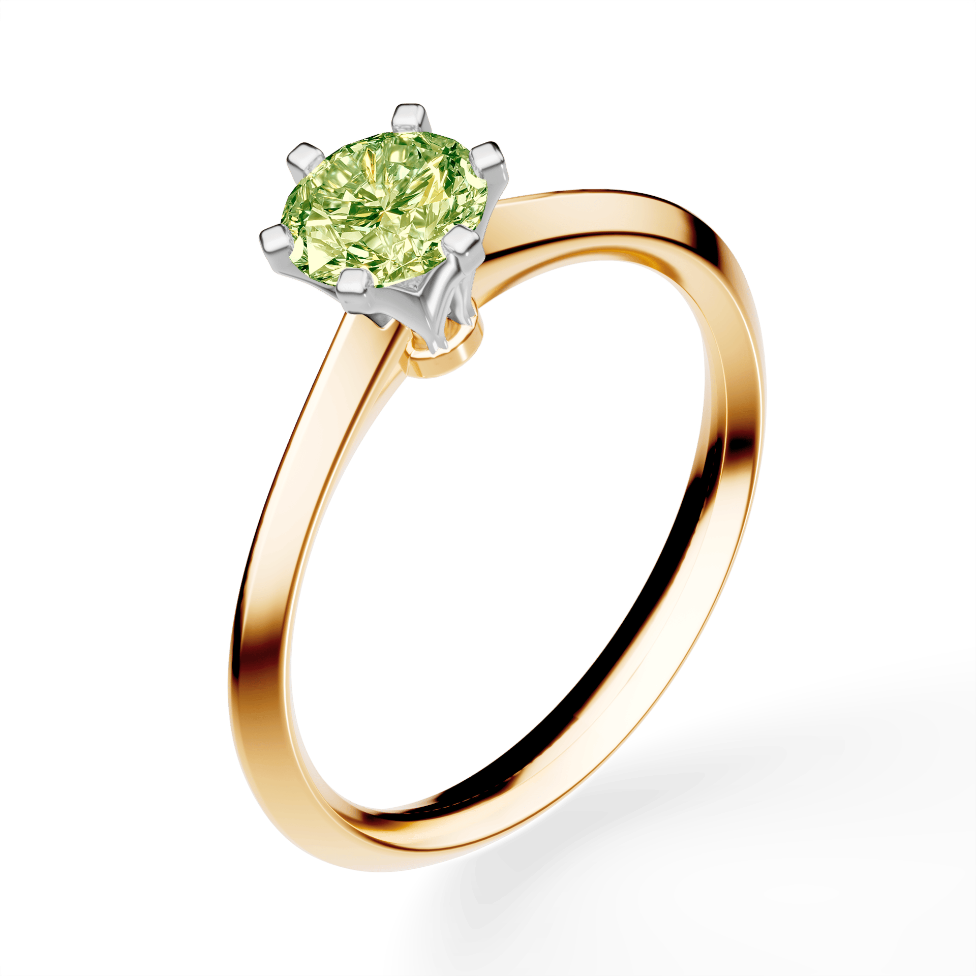 Pierścionek zaręczynowy My Queen z żółtego złota z jasnym zielonym diamentem laboratoryjnym 0,50ct