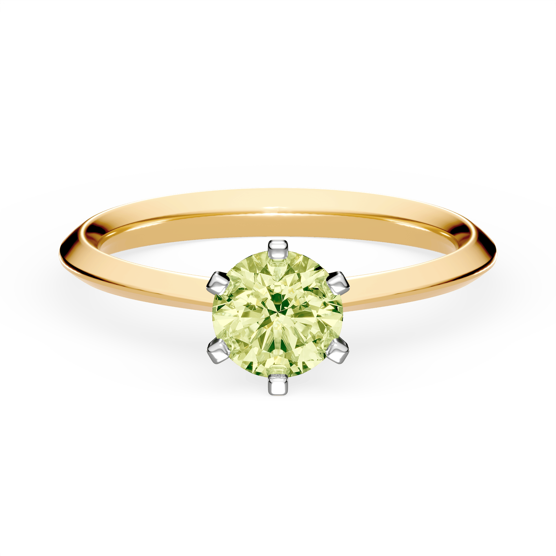 Pierścionek zaręczynowy My Queen z żółtego złota z jasnym zielonym diamentem laboratoryjnym 0,50ct