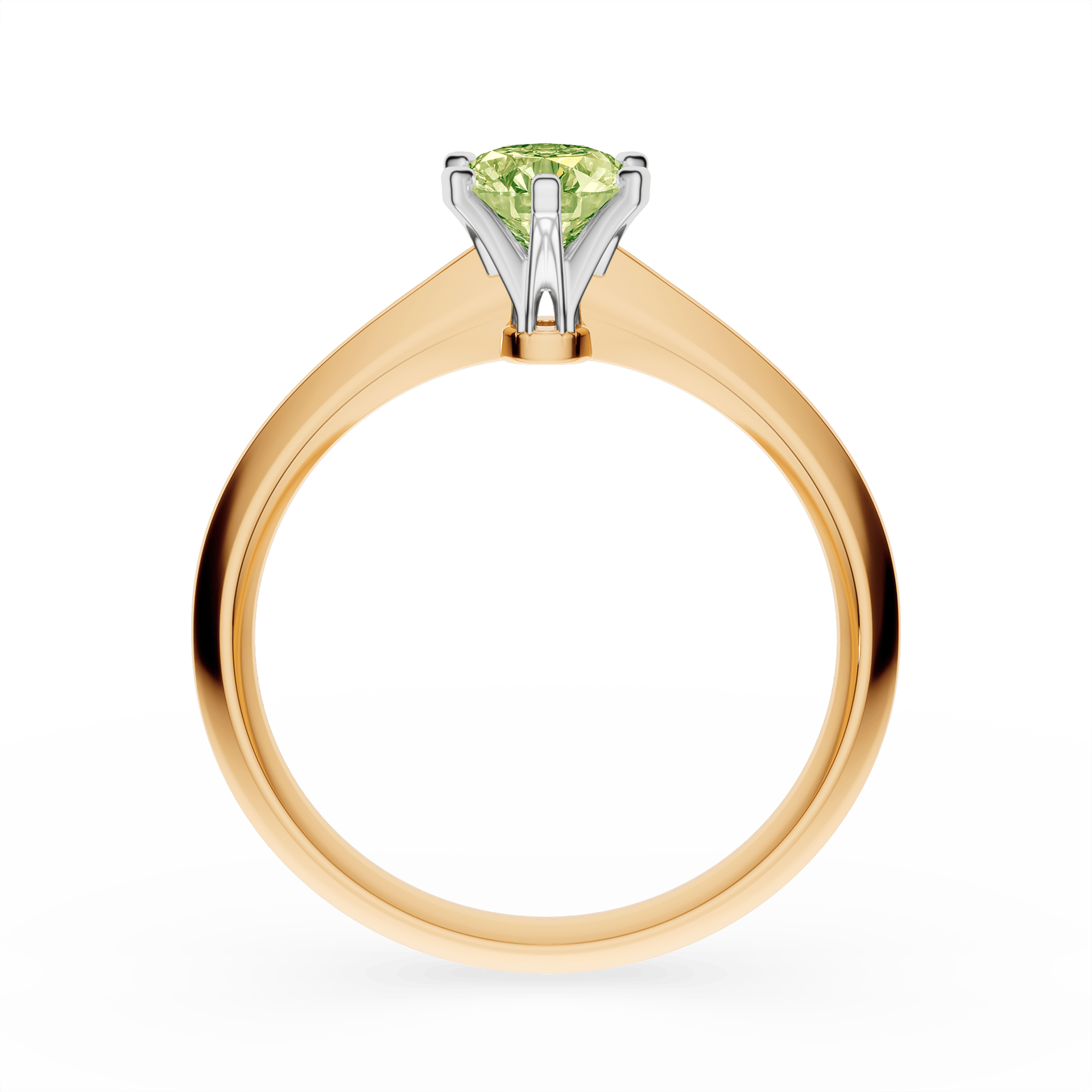 Pierścionek zaręczynowy My Queen z żółtego złota z jasnym zielonym diamentem laboratoryjnym 0,50ct