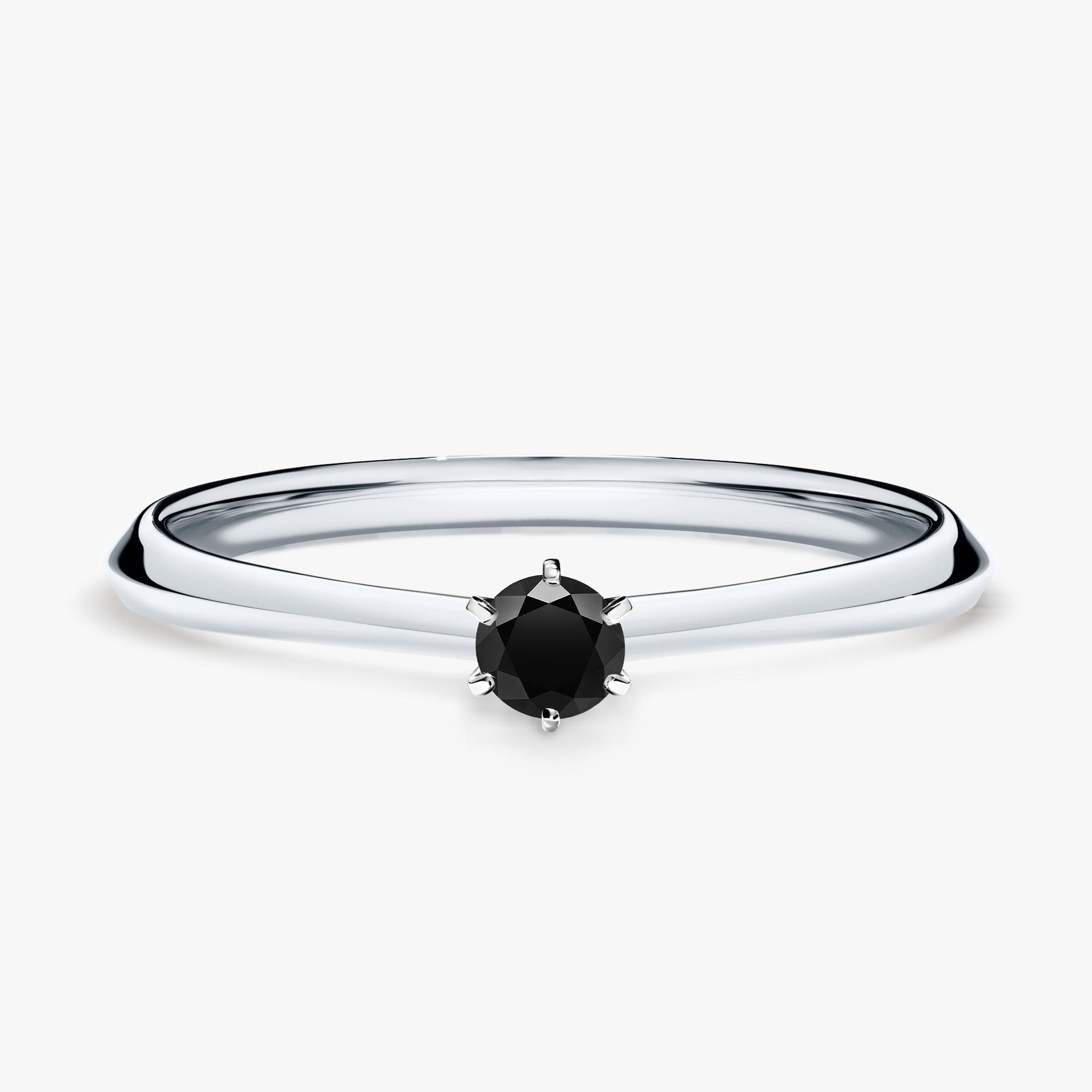 Pierscionek zareczynowy z diamentem czarny 010 CT z bialego zlota my queen 01
