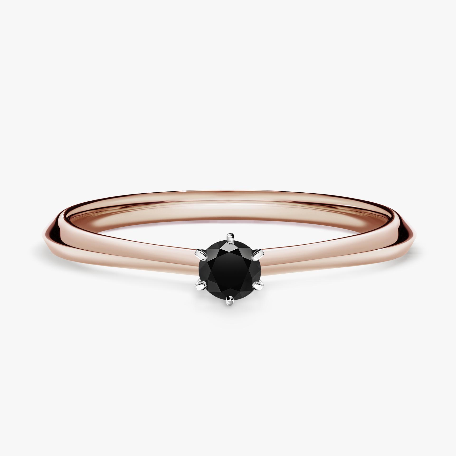Pierscionek zareczynowy z diamentem czarny 010 CT z rozowego zlota my queen 01