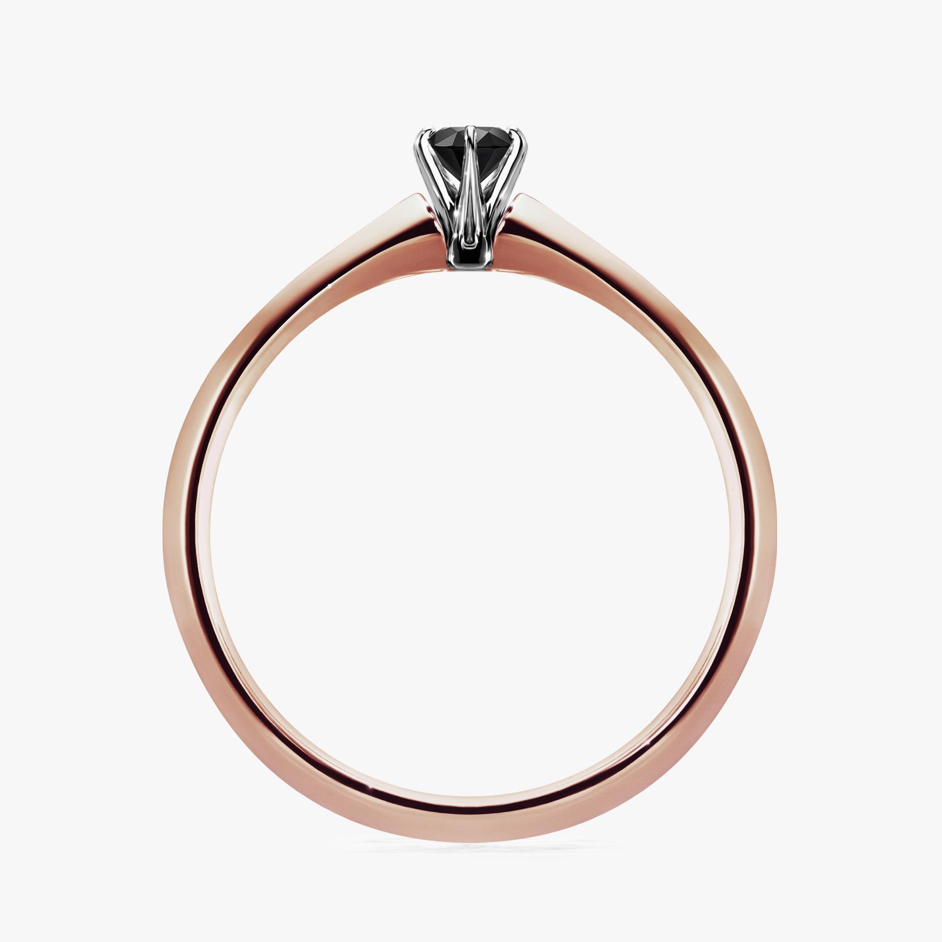 Pierscionek zareczynowy z diamentem czarny 010 CT z rozowego zlota my queen 02