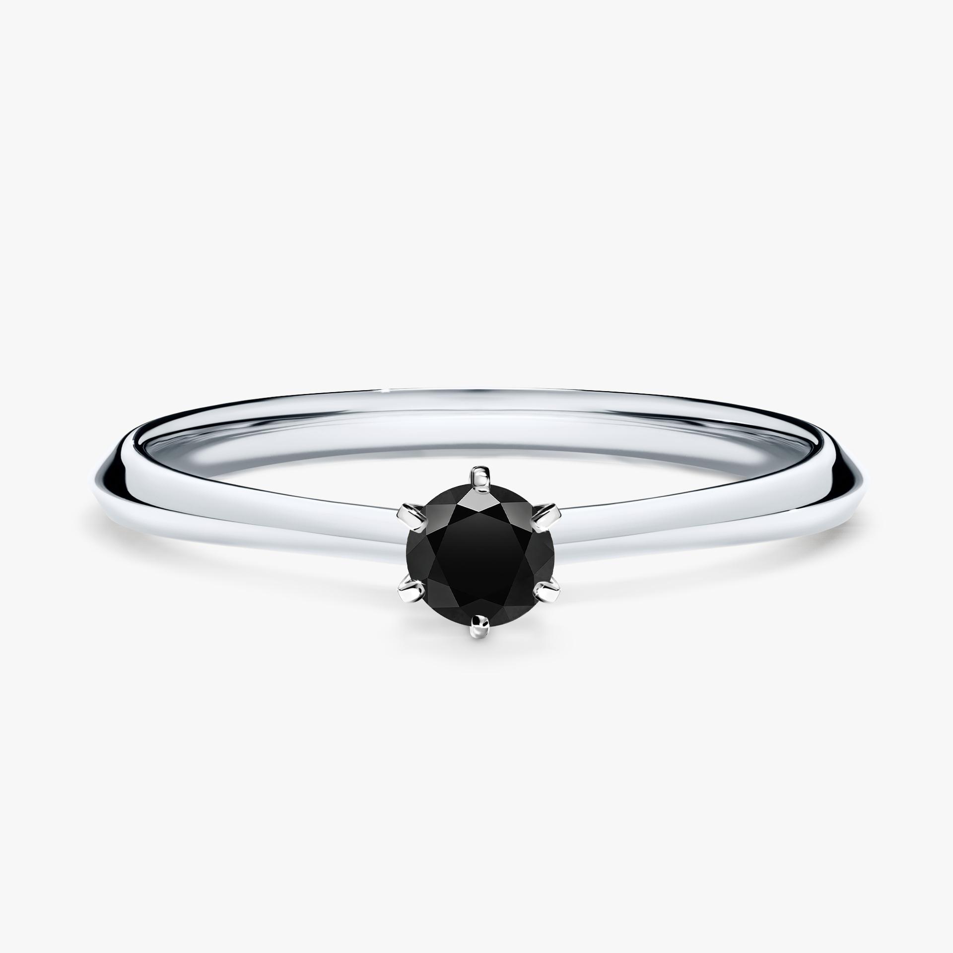 Pierscionek zareczynowy z diamentem czarny 017 CT z bialego zlota my queen 01