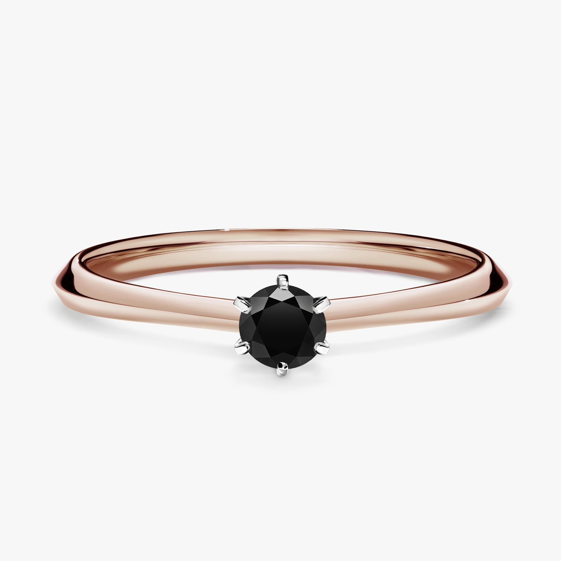 Pierscionek zareczynowy z diamentem czarny 017 CT z rozowego zlota my queen 01