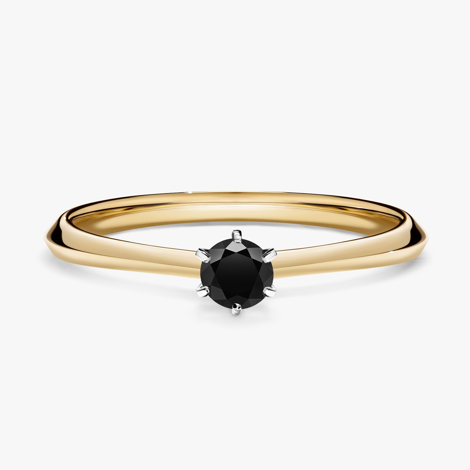 Pierscionek zareczynowy z diamentem czarny 017 CT z zoltego zlota my queen 01