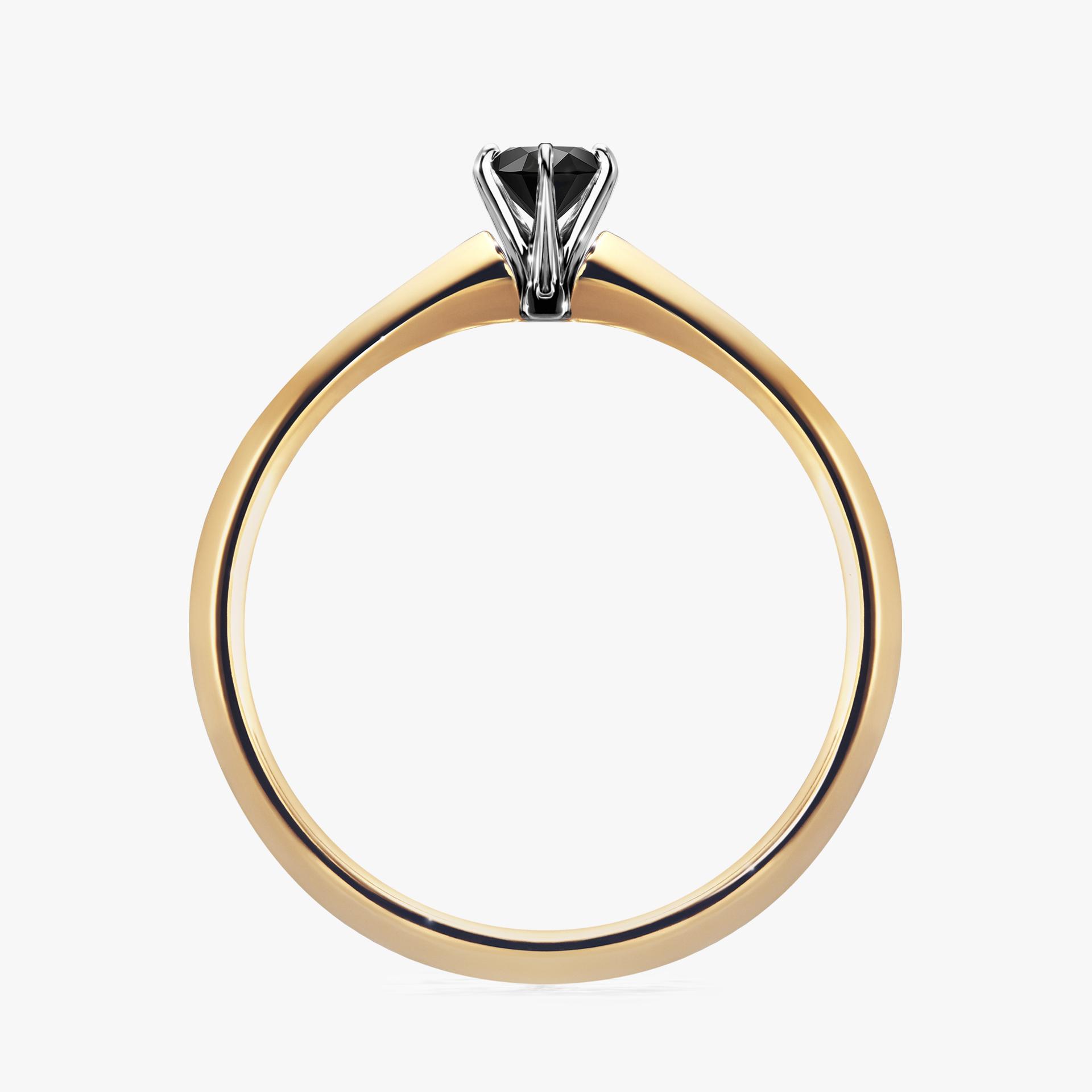 Pierscionek zareczynowy z diamentem czarny 017 CT z zoltego zlota my queen 02