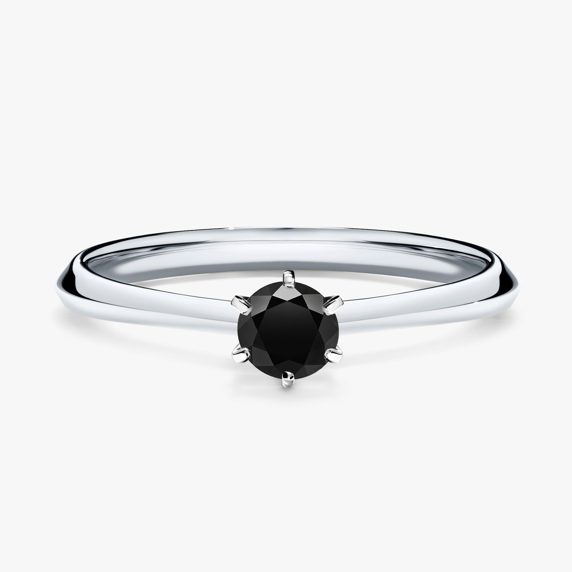 Pierścionek zaręczynowy My Queen z białego złota z czarnym diamentem 0,25ct