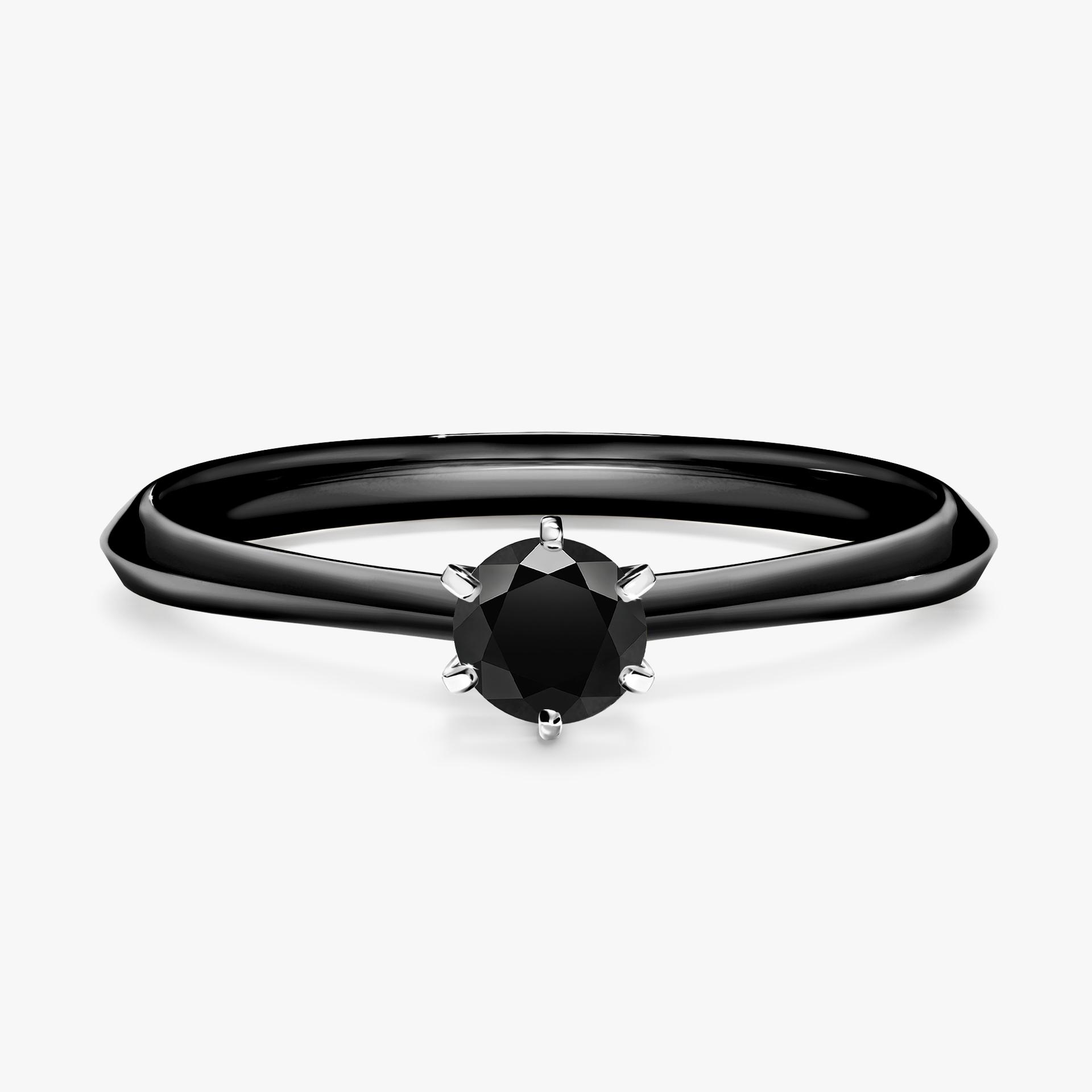 Pierścionek zaręczynowy My Queen z czarnego złota z czarnym diamentem 0,25ct