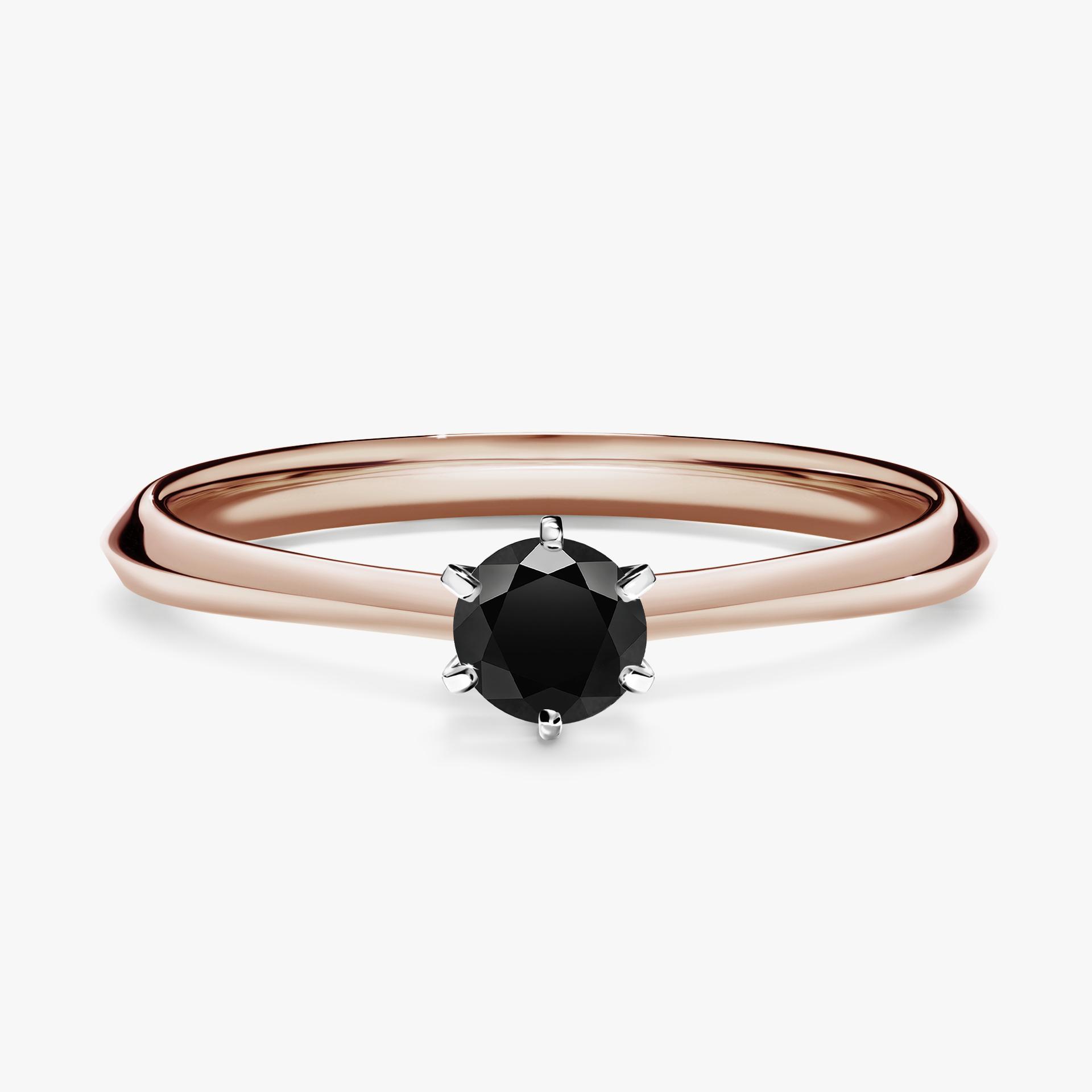Pierscionek zareczynowy z diamentem czarny 025 CT z rozowego zlota my queen 01