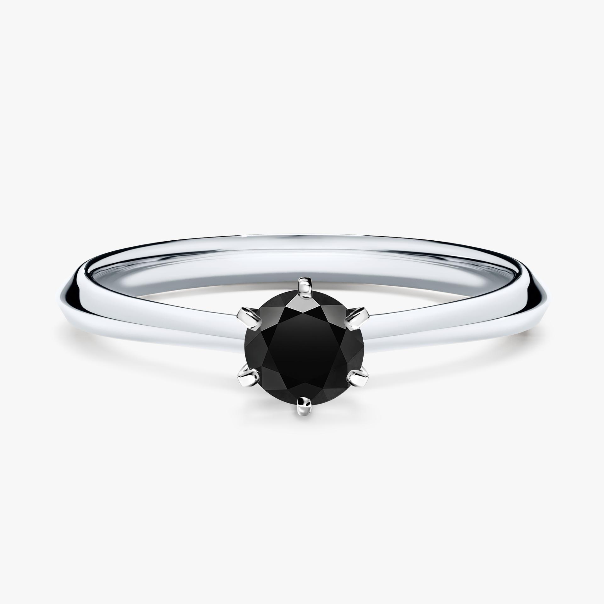 Pierscionek zareczynowy z diamentem czarny 030 CT z bialego zlota my queen 01