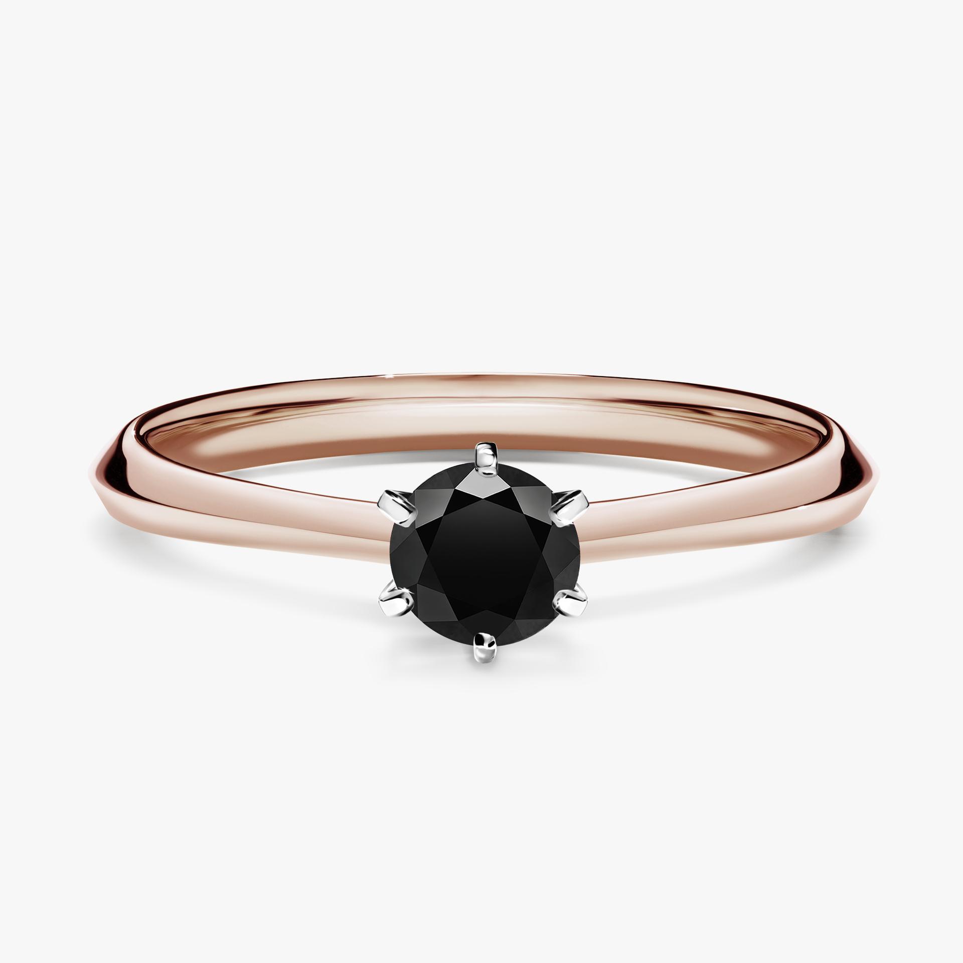 Pierscionek zareczynowy z diamentem czarny 030 CT z rozowego zlota my queen 01
