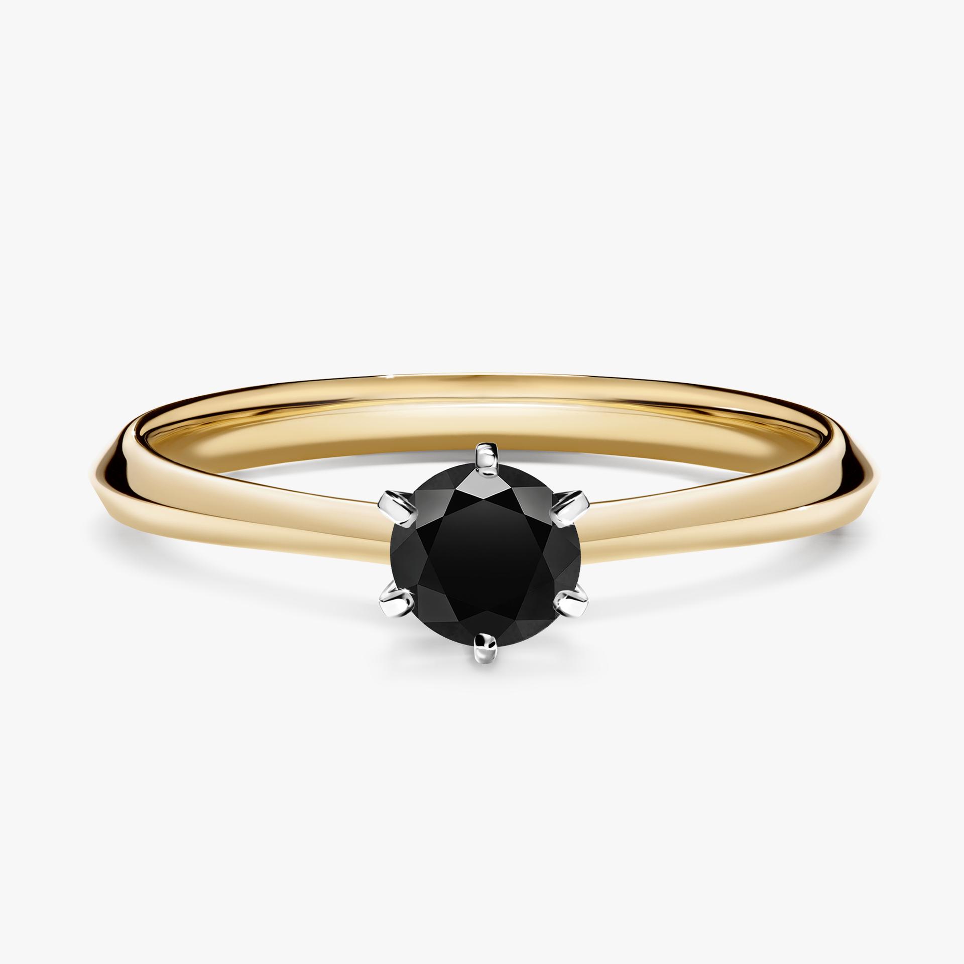 Pierscionek zareczynowy z diamentem czarny 030 CT z zoltego zlota my queen 01