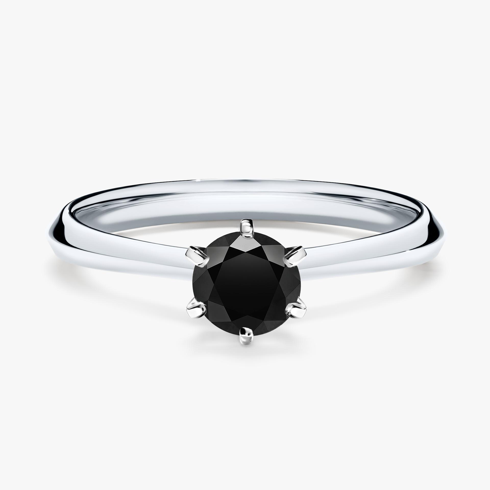 Pierscionek zareczynowy z diamentem czarny 050 CT z bialego zlota my queen 01
