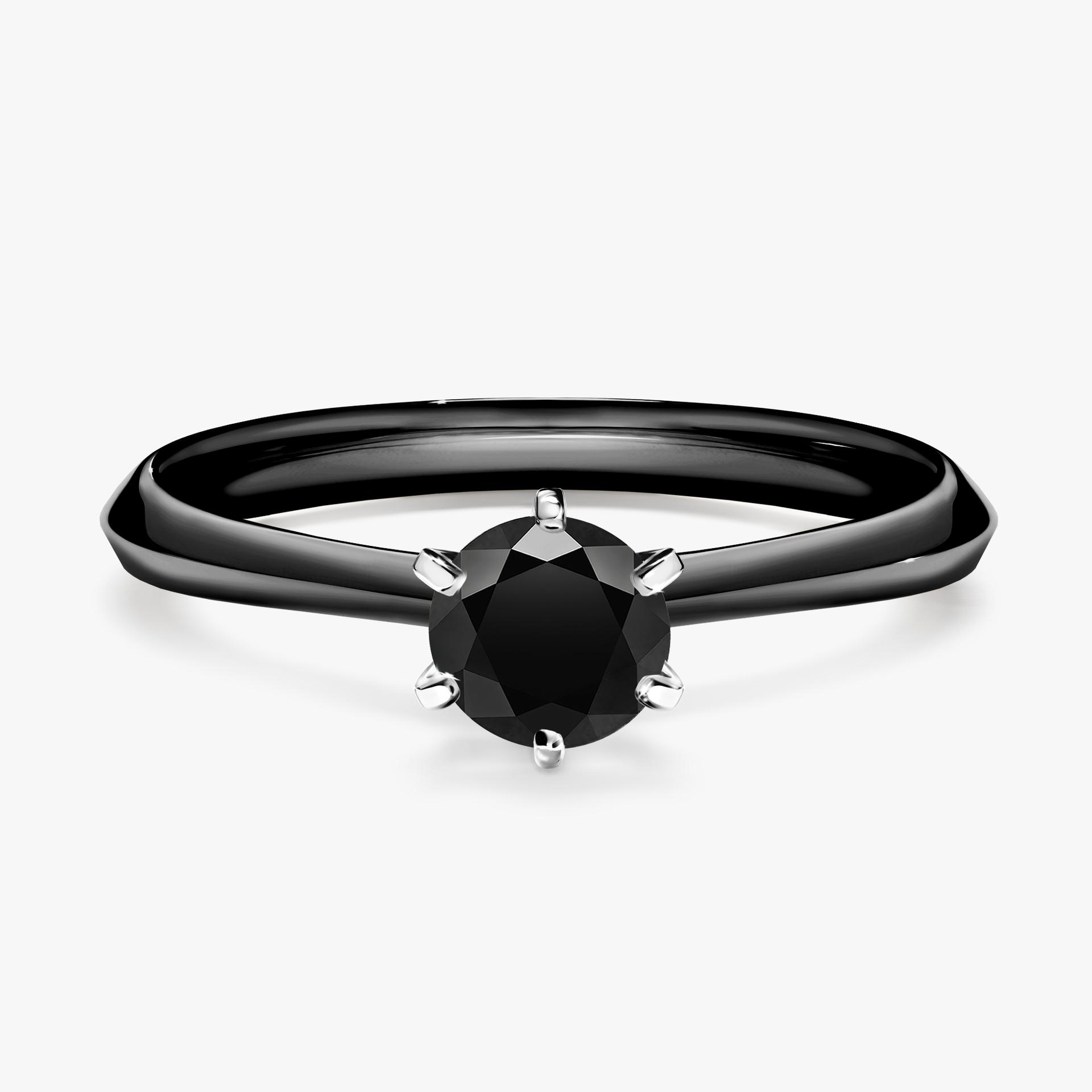 Pierscionek zareczynowy z diamentem czarny 050 CT z czarnego zlota my queen 01