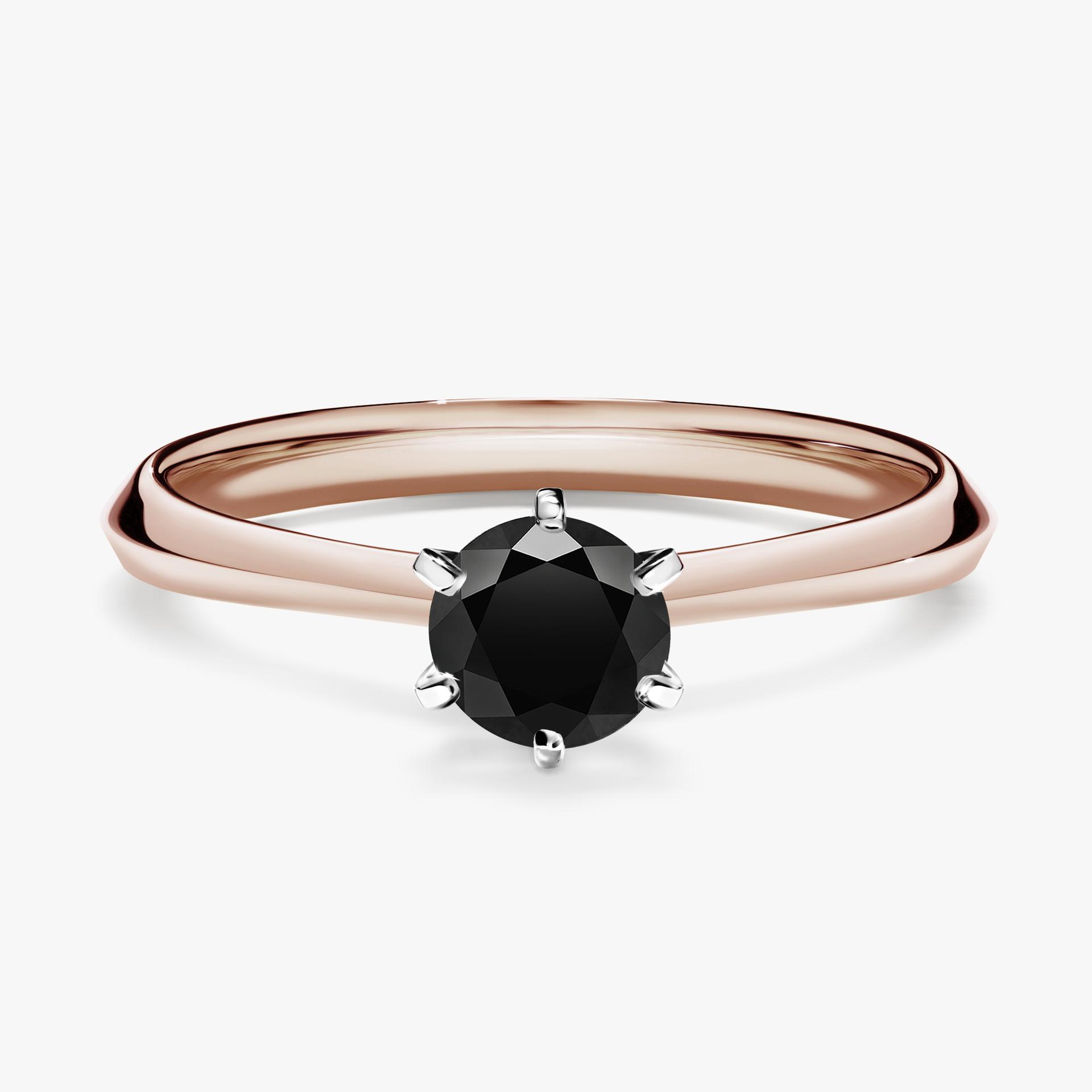 Pierscionek zareczynowy z diamentem czarny 050 CT z rozowego zlota my queen 01