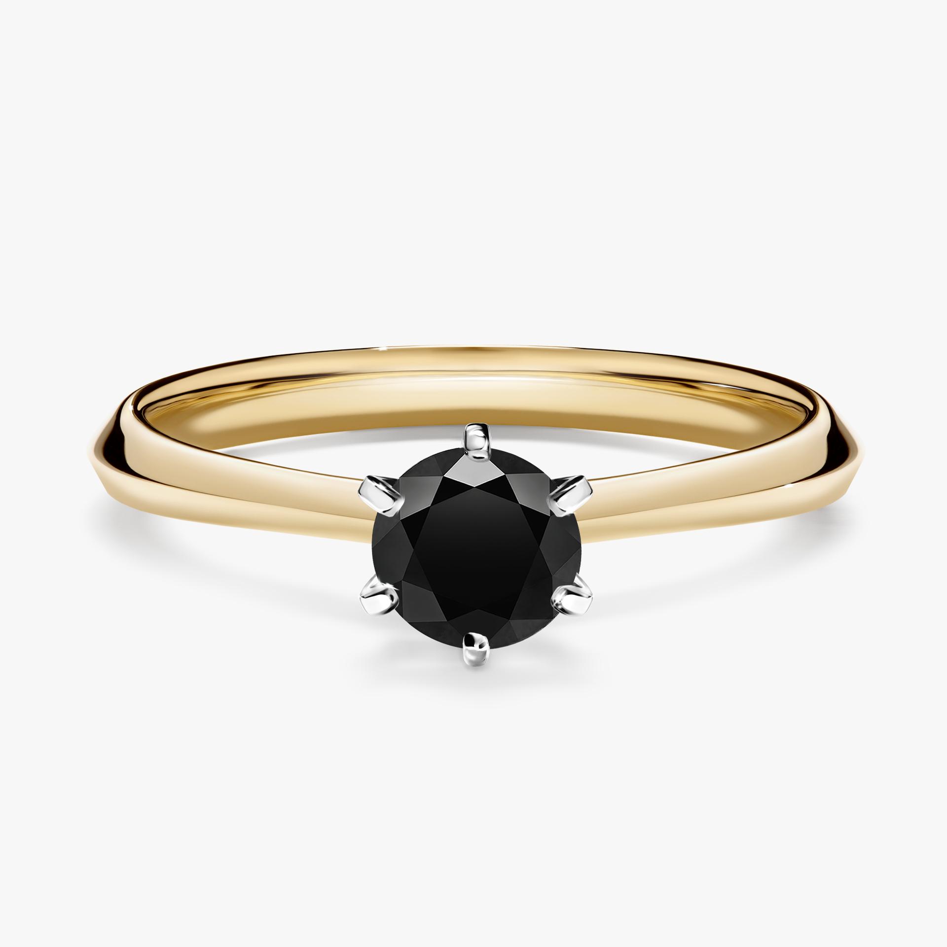 Pierscionek zareczynowy z diamentem czarny 050 CT z zoltego zlota my queen 01