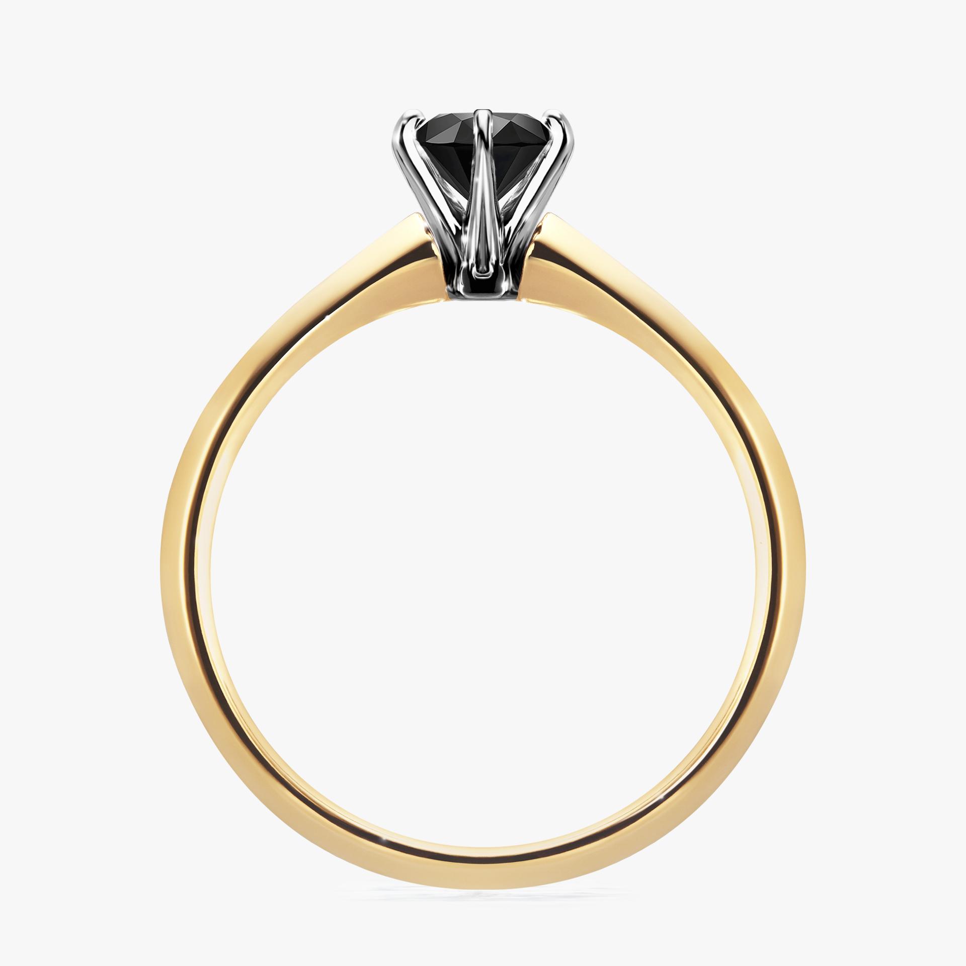 Pierscionek zareczynowy z diamentem czarny 050 CT z zoltego zlota my queen 02