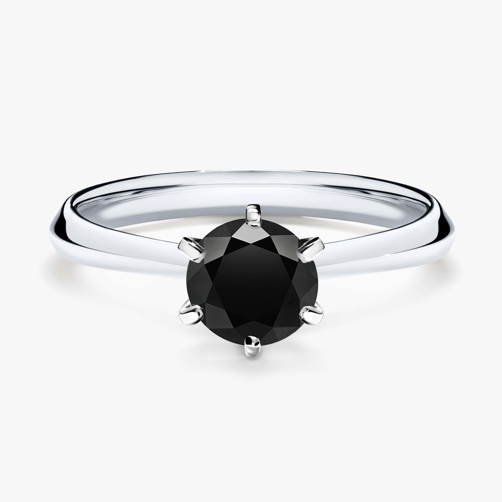 Pierscionek zareczynowy z diamentem czarny 080 CT z bialego zlota my queen 01