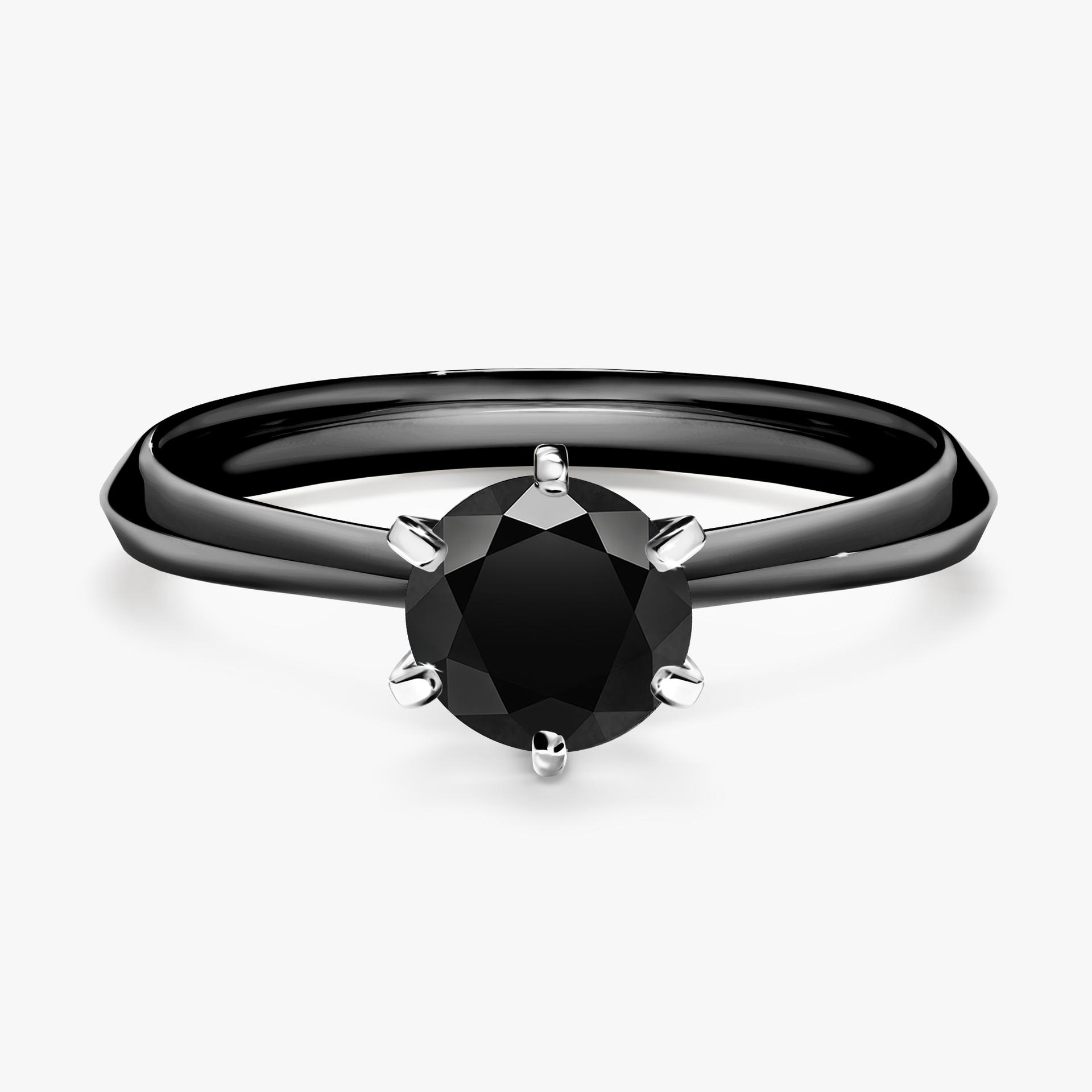 Pierscionek zareczynowy z diamentem czarny 080 CT z czarnego zlota my queen 01