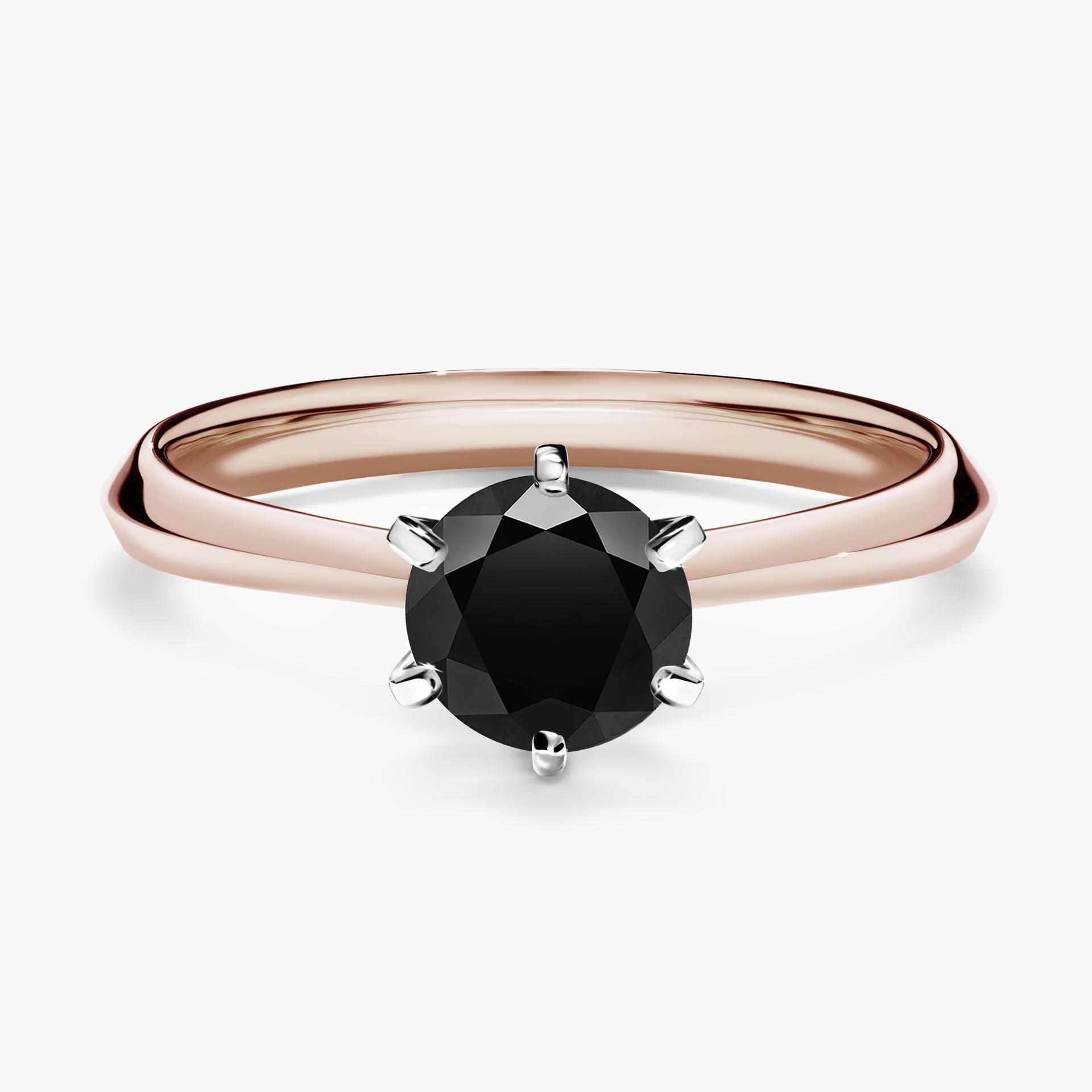 Pierścionek zaręczynowy My Queen z różowego złota z czarnym diamentem 0,80ct