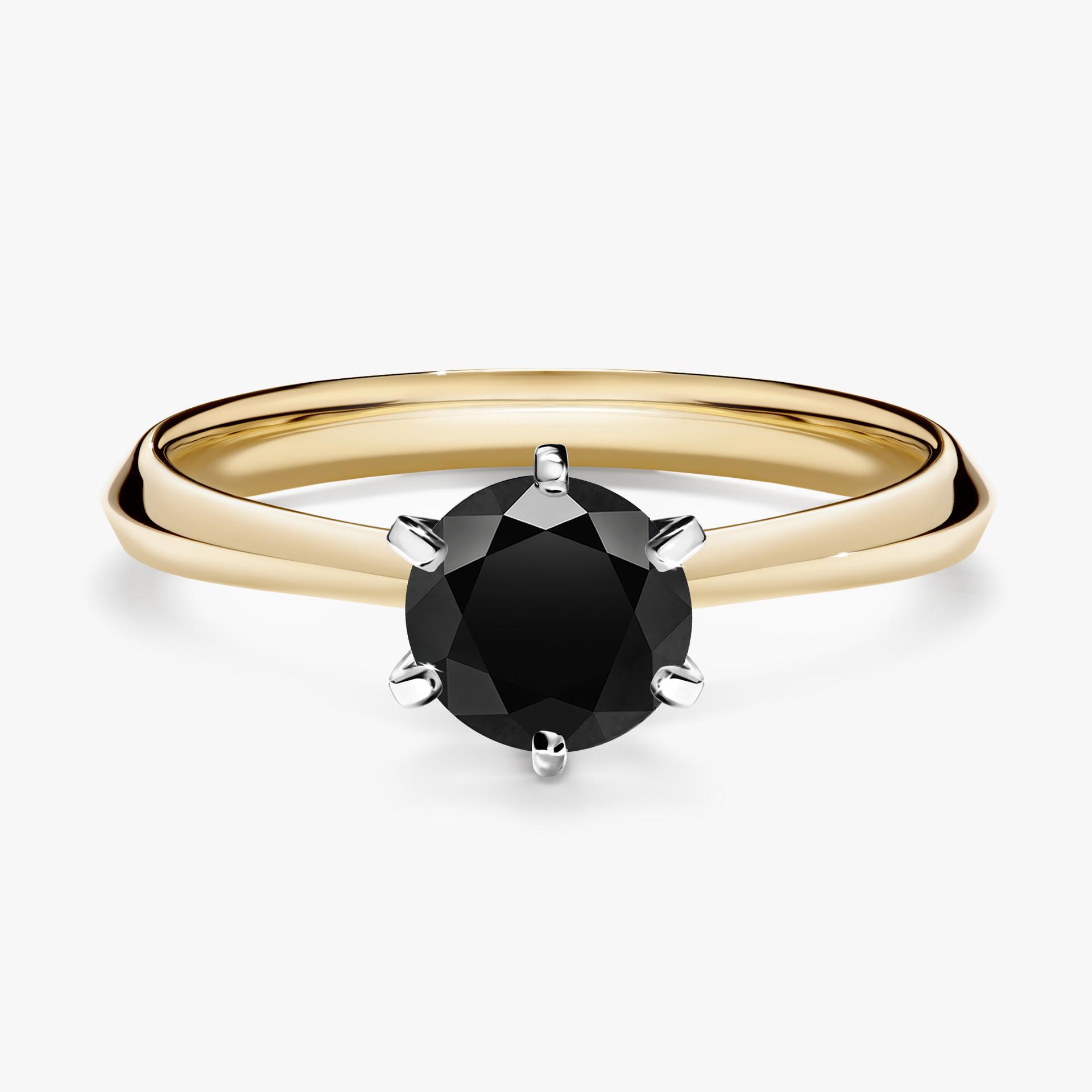 Pierscionek zareczynowy z diamentem czarny 080 CT z zoltego zlota my queen 01