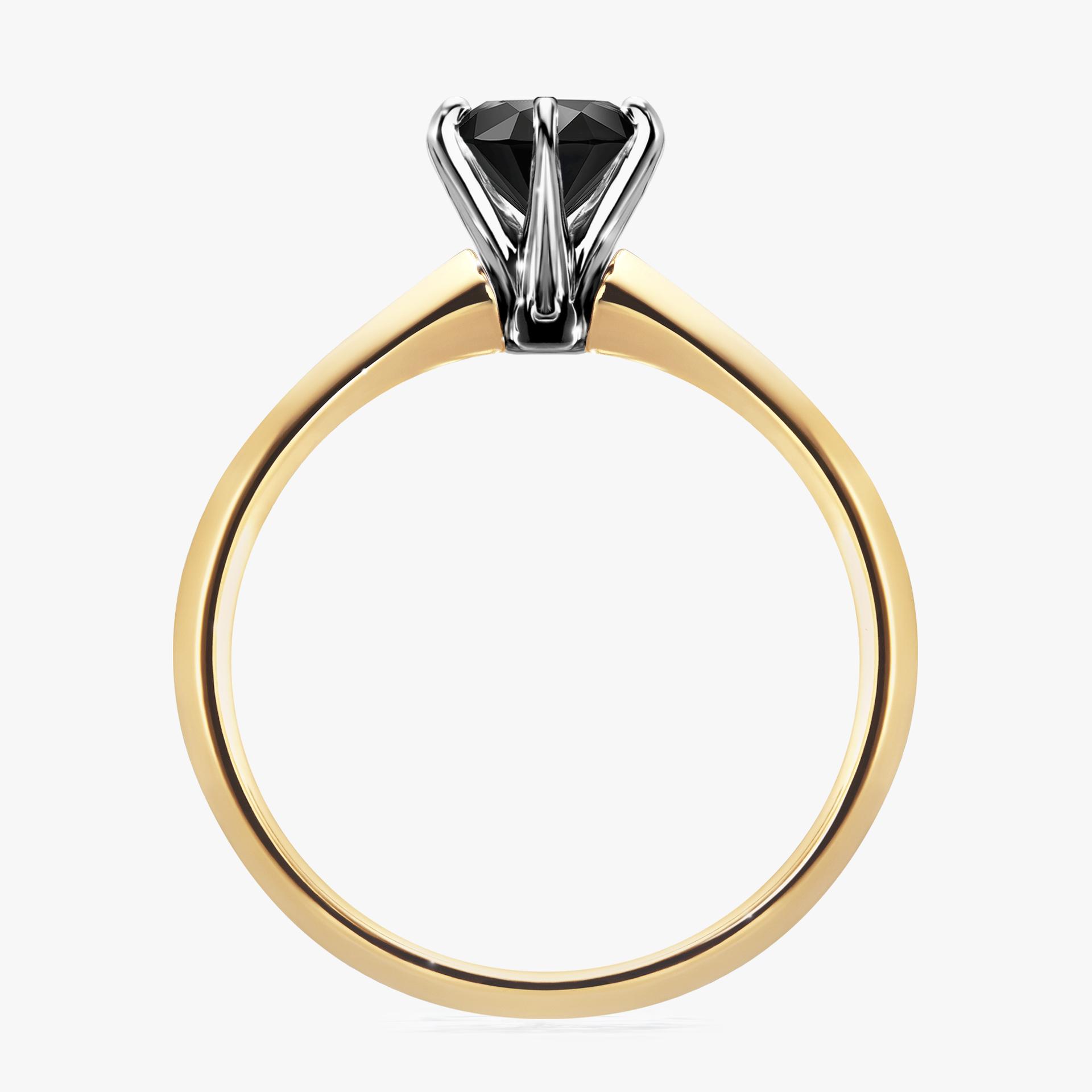 Pierscionek zareczynowy z diamentem czarny 080 CT z zoltego zlota my queen 02