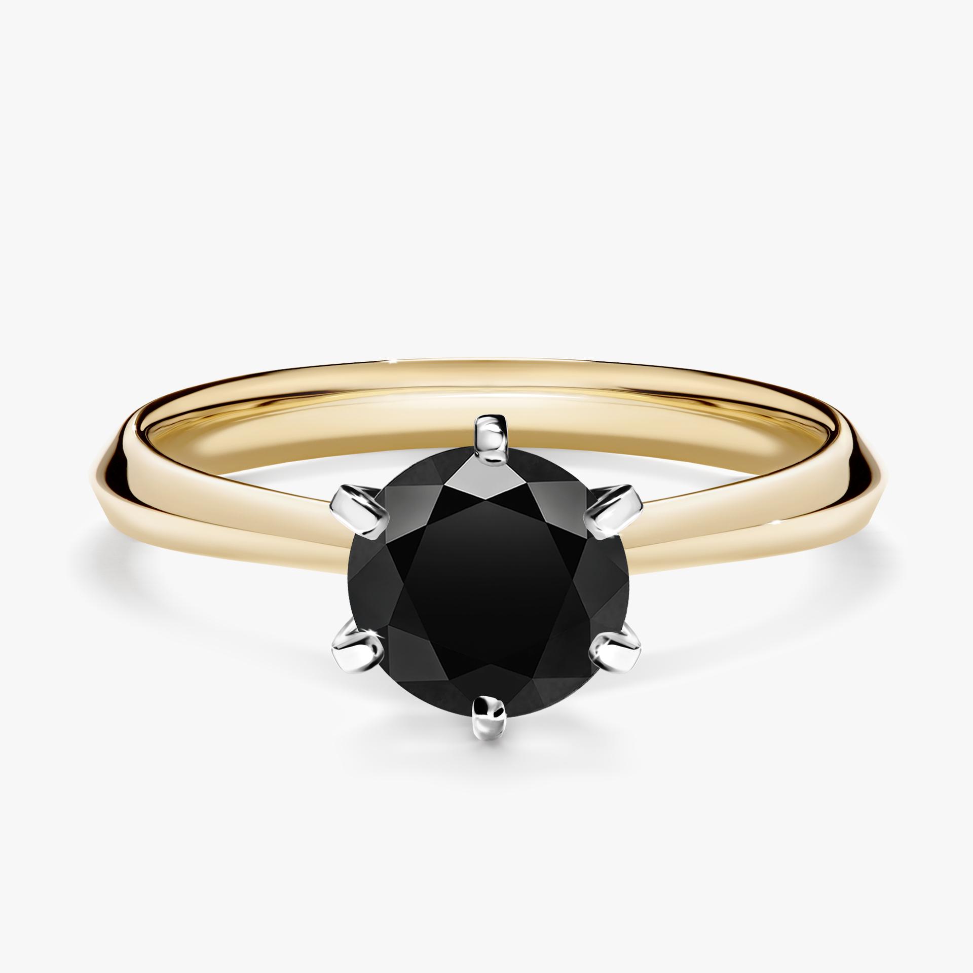 Pierscionek zareczynowy z diamentem czarny 100 CT z zoltego zlota my queen 01