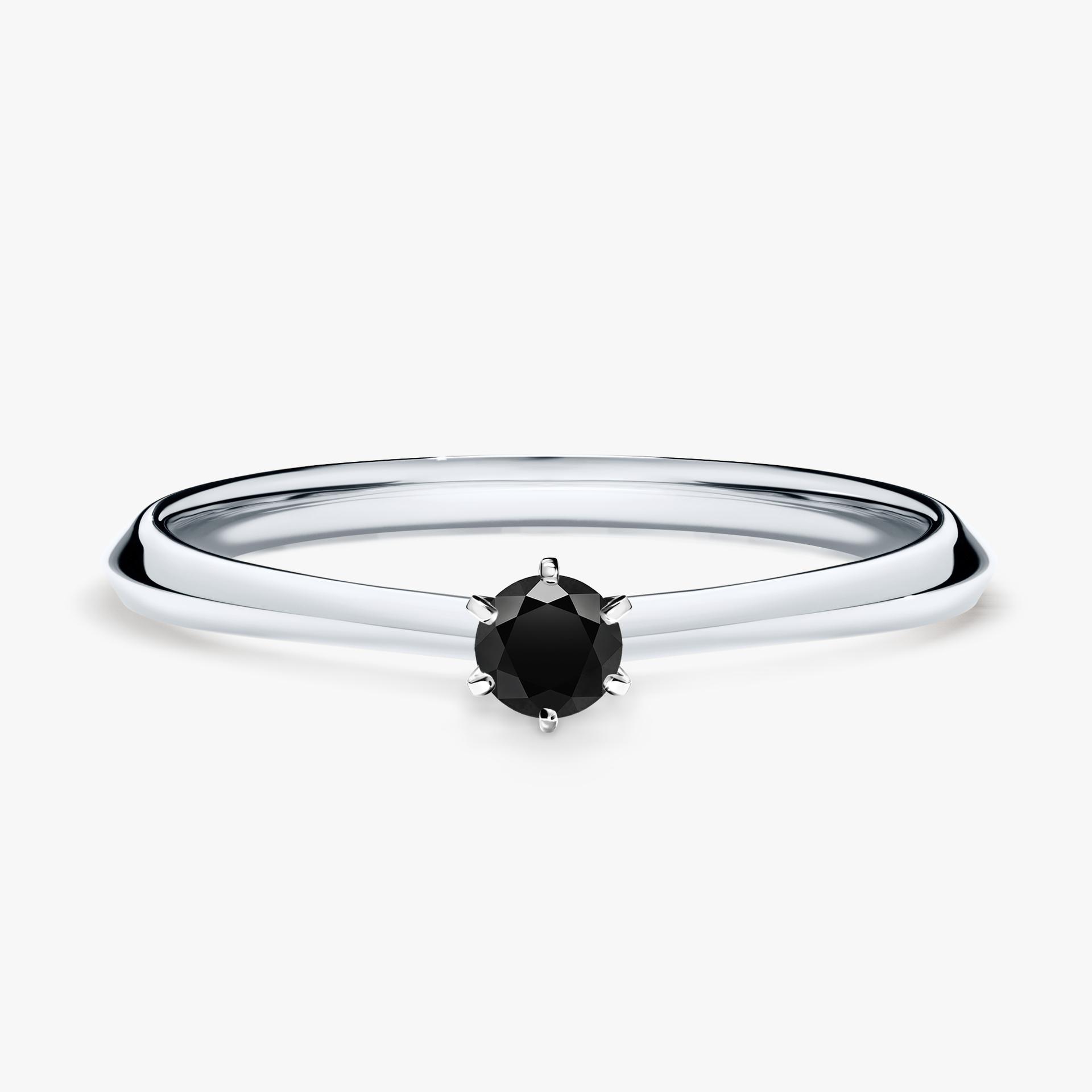 Pierscionek zareczynowy z diamentem czarnym 010 CT z bialego zlota my queen 01