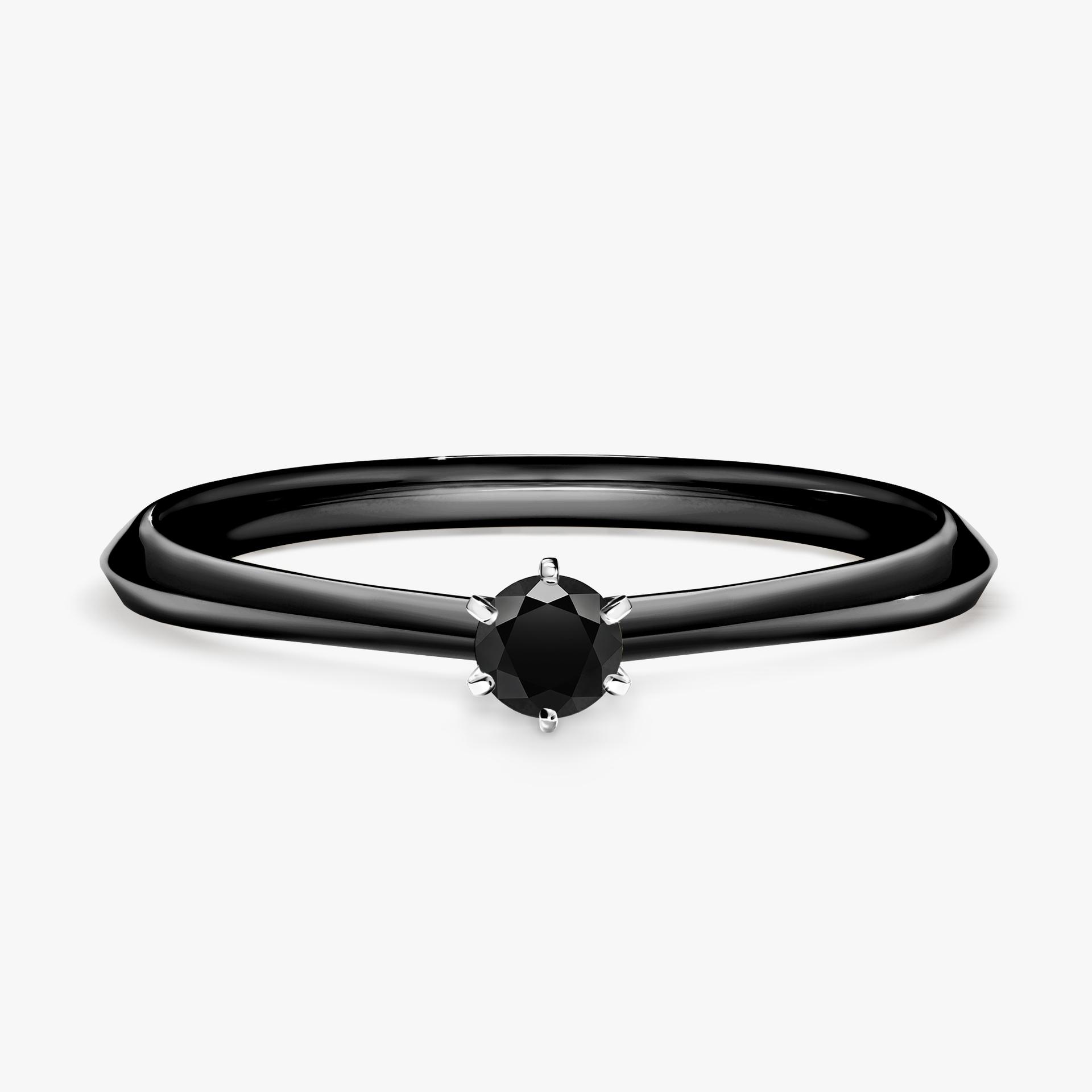 Pierscionek zareczynowy z diamentem czarnym 010 CT z czarnego zlota my queen 01