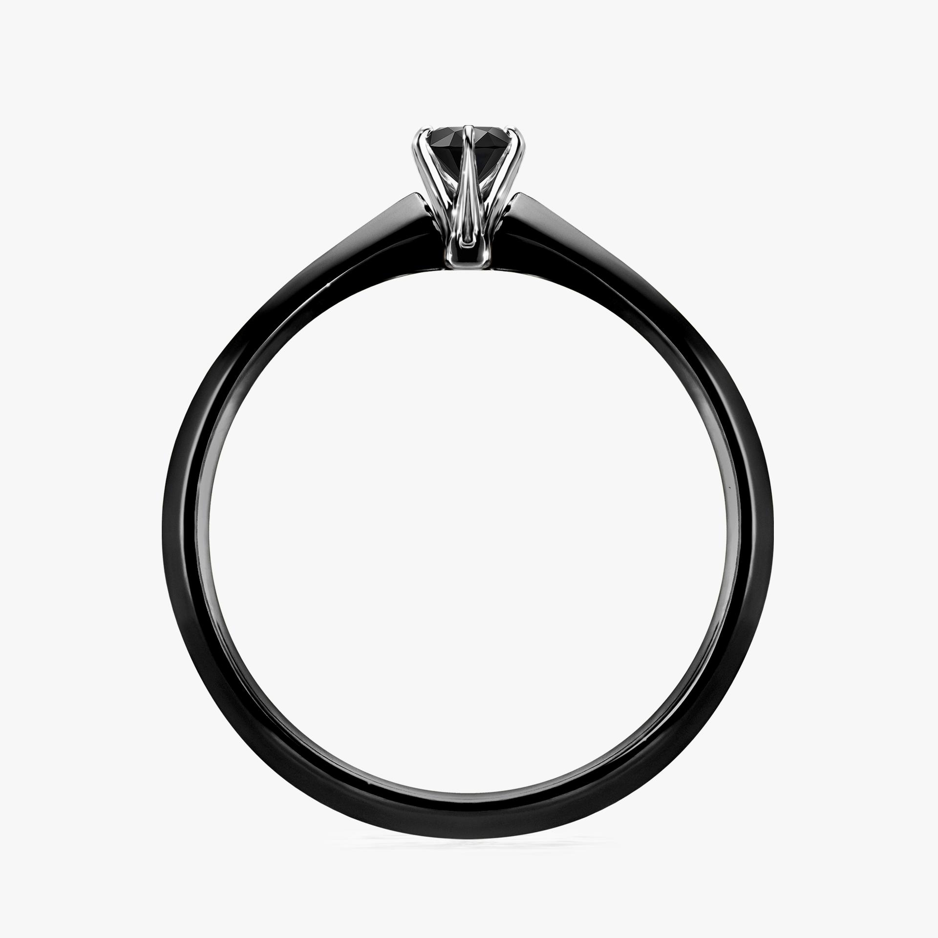 Pierscionek zareczynowy z diamentem czarnym 010 CT z czarnego zlota my queen 02