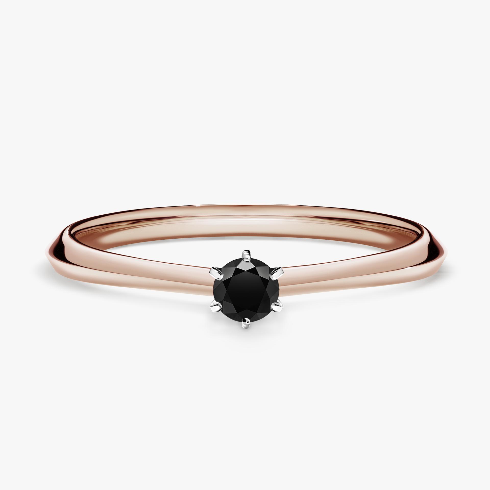 Pierscionek zareczynowy z diamentem czarnym 010 CT z rozowego zlota my queen 01