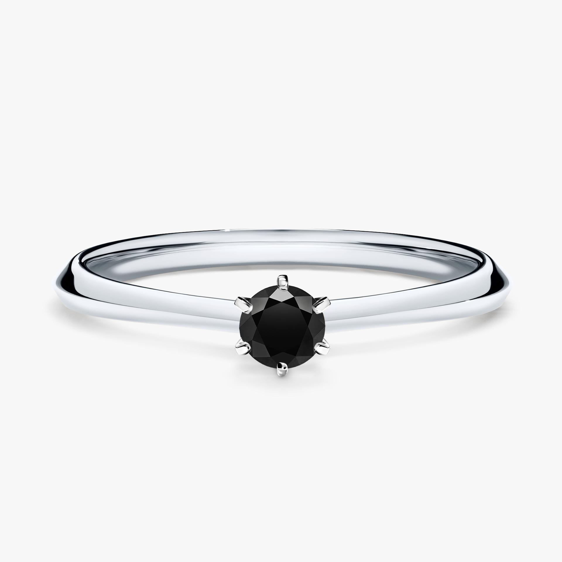 Pierscionek zareczynowy z diamentem czarnym 017 CT z bialego zlota my queen 01