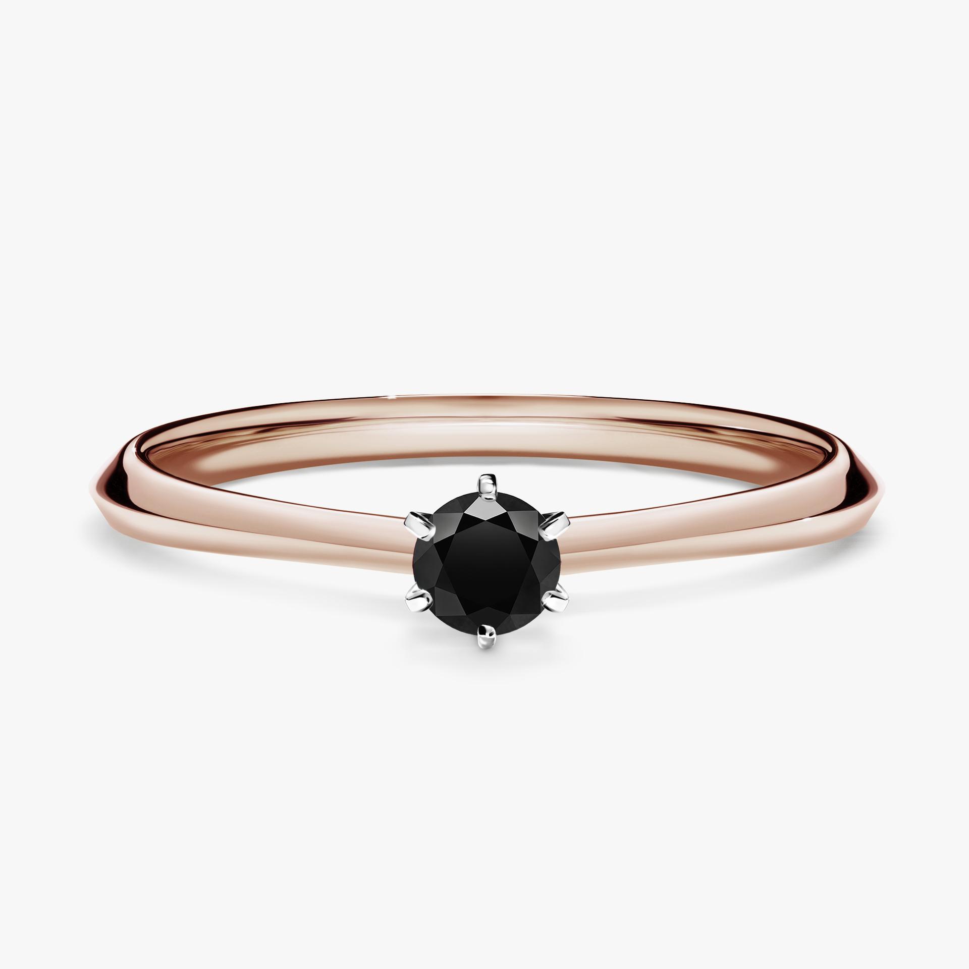 Pierscionek zareczynowy z diamentem czarnym 017 CT z rozowego zlota my queen 01