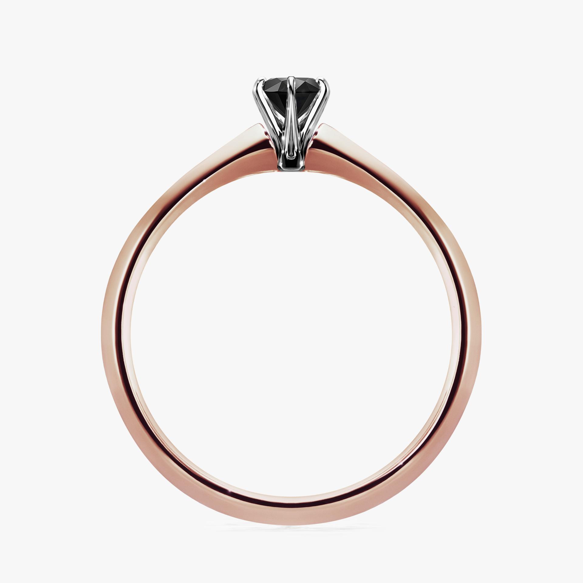 Pierscionek zareczynowy z diamentem czarnym 017 CT z rozowego zlota my queen 02