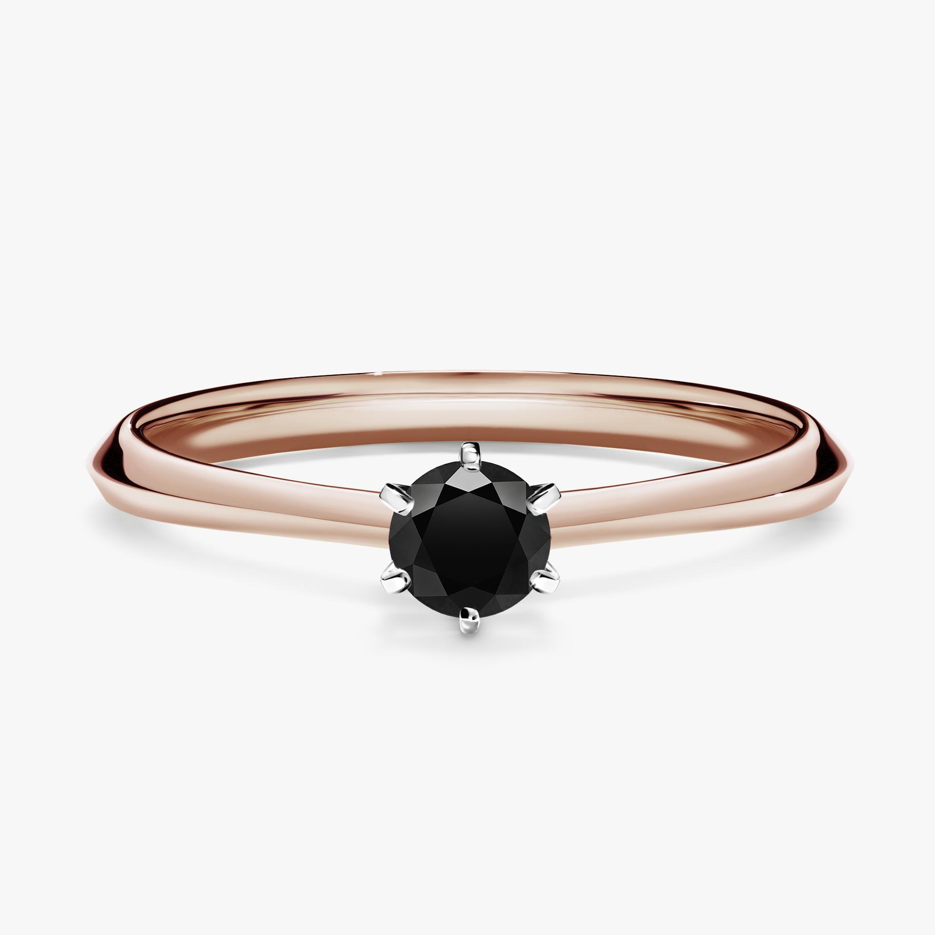 Pierscionek zareczynowy z diamentem czarnym 025 CT z rozowego zlota my queen 01
