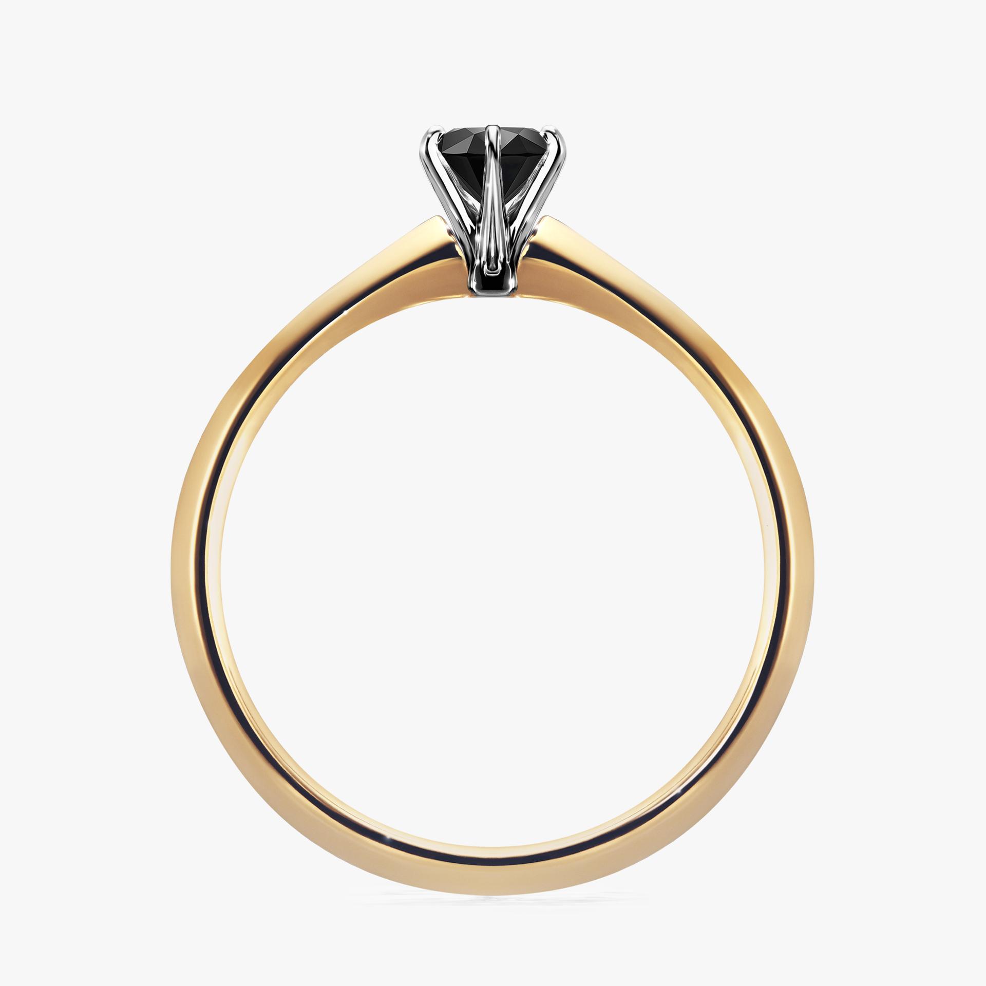 Pierscionek zareczynowy z diamentem czarnym 025 CT z zoltego zlota my queen 02