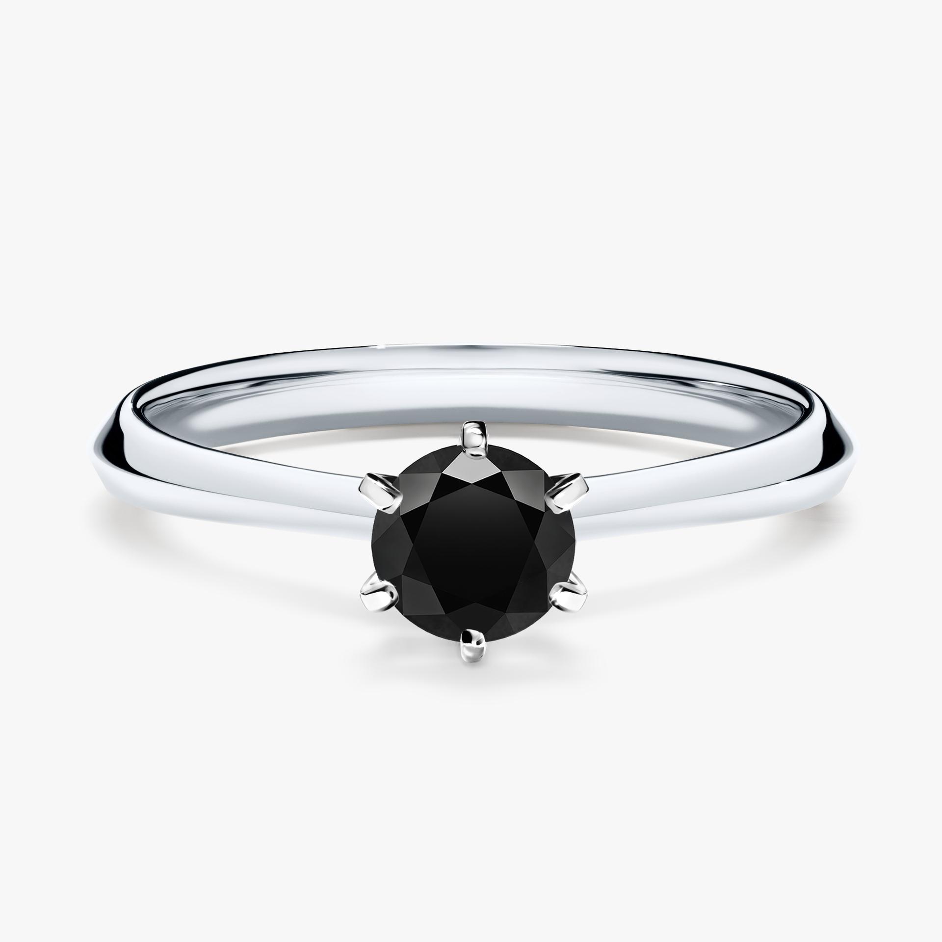 Pierscionek zareczynowy z diamentem czarnym 050 CT z bialego zlota my queen 01