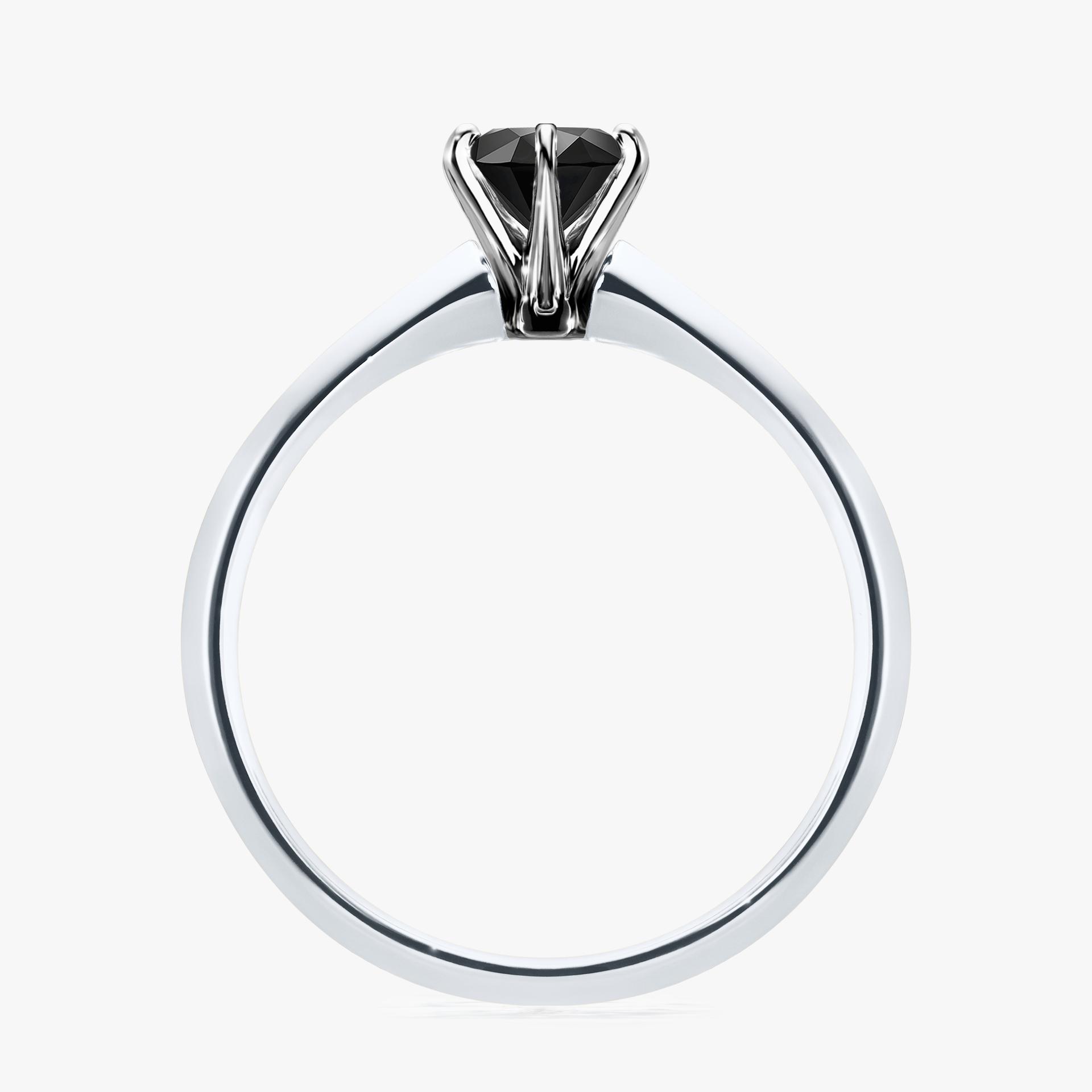 Pierscionek zareczynowy z diamentem czarnym 050 CT z bialego zlota my queen 02