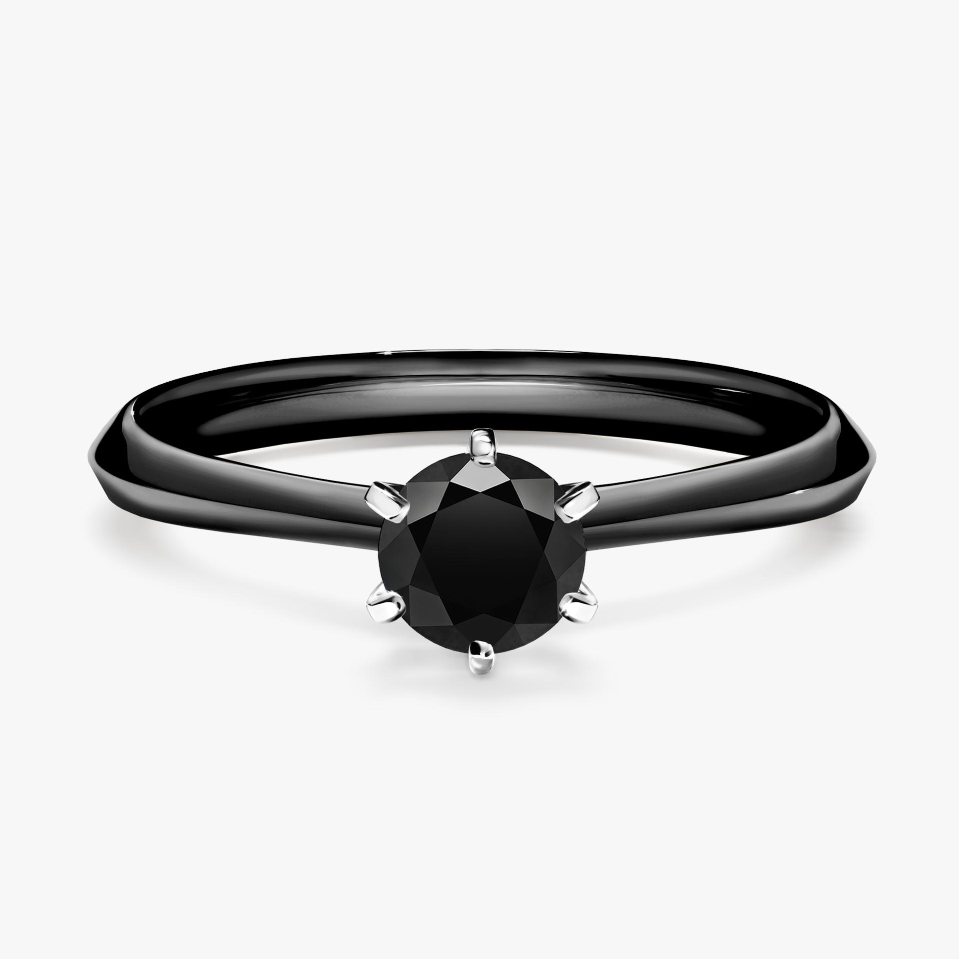 Pierscionek zareczynowy z diamentem czarnym 050 CT z czarnego zlota my queen 01