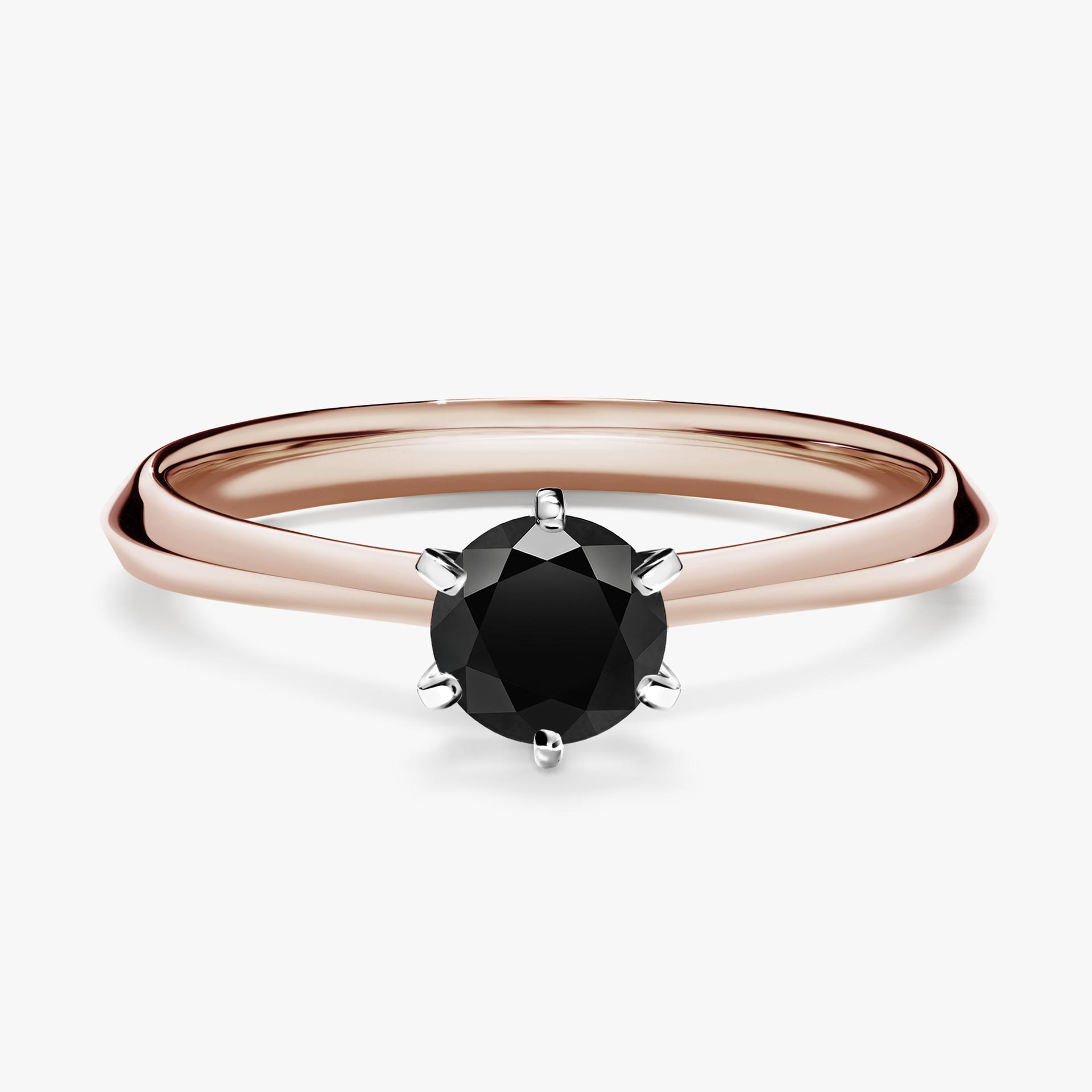Pierscionek zareczynowy z diamentem czarnym 050 CT z rozowego zlota my queen 01