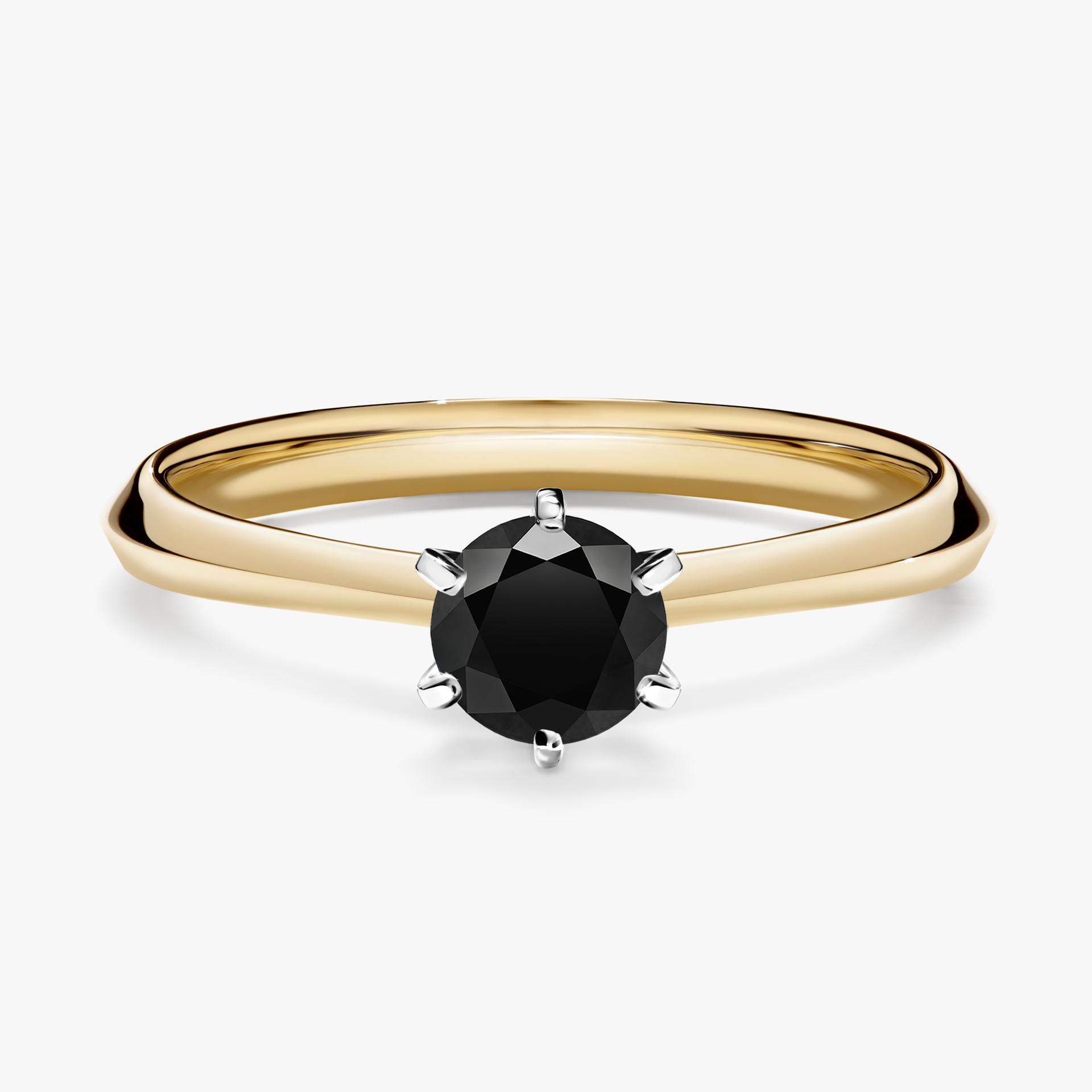 Pierscionek zareczynowy z diamentem czarnym 050 CT z zoltego zlota my queen 01