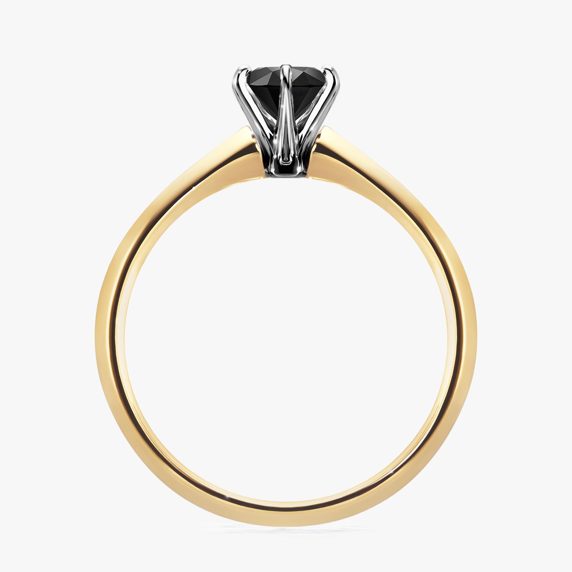 Pierscionek zareczynowy z diamentem czarnym 050 CT z zoltego zlota my queen 02